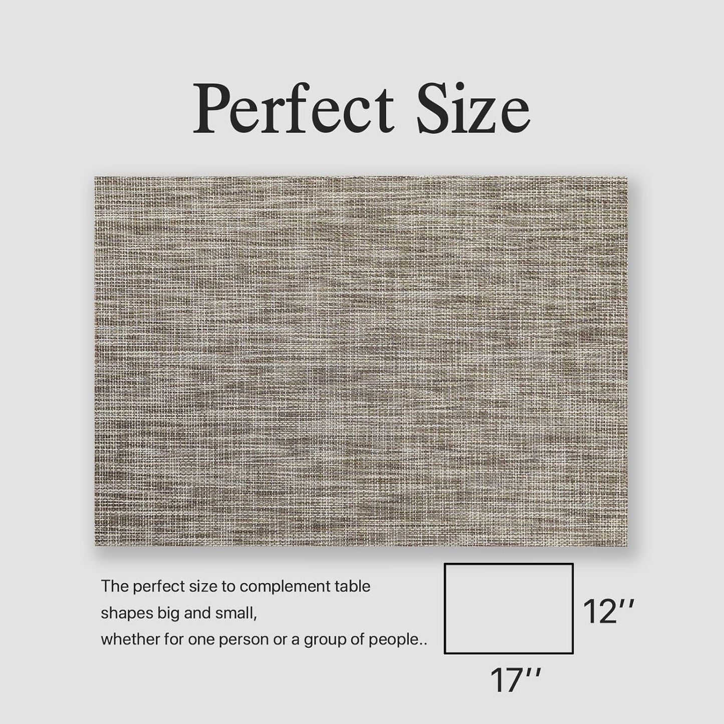 Placemats Set of 6 - Easy Clean Woven Vinyl Placemats for Dining Table, Indoor/Outdoor Place Mats, Washable PVC Table Mats（Cappuccino）