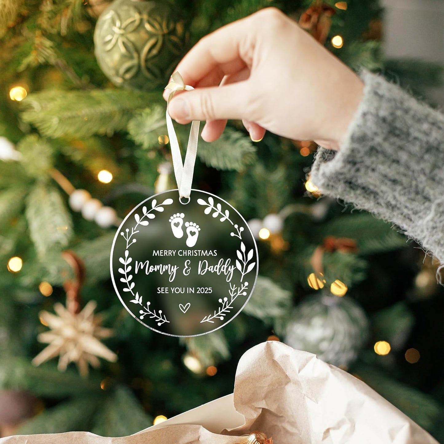Gifts for Expecting Parents - Expecting Parents to Be Unique Gifts - Baby Pregnancy Announcement Ornaments for Family, Husband - Baby Ornament 2025 - Acrylic Ornament