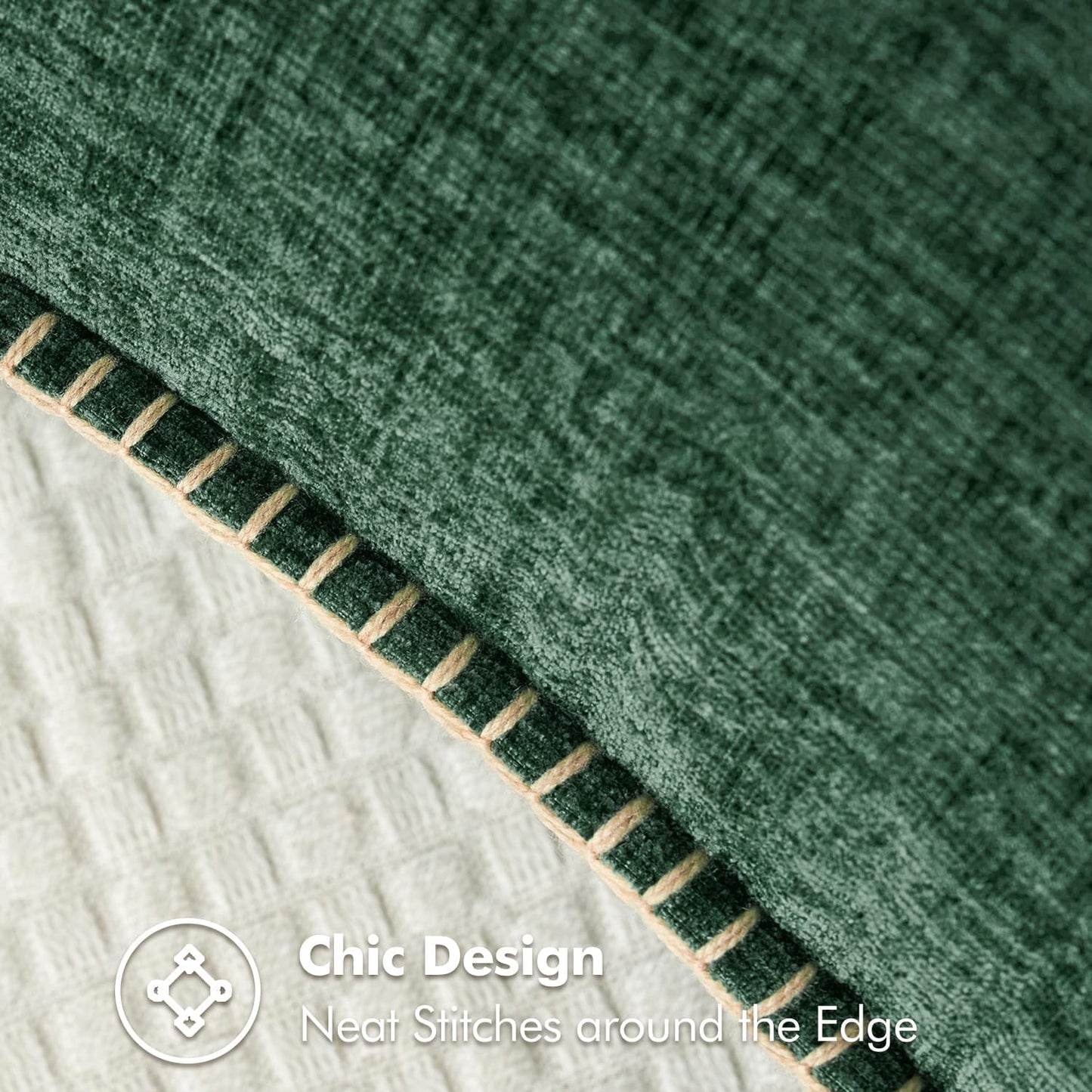 MIULEE Pack of 2 Christmas Pillow Covers 20x20 Inch Dark Green Farmhouse Decorative Throw Pillow Covers with Stitched Edge Soft Chenille Solid Dyed Couch Pillow Covers for Sofa Bed Living Room