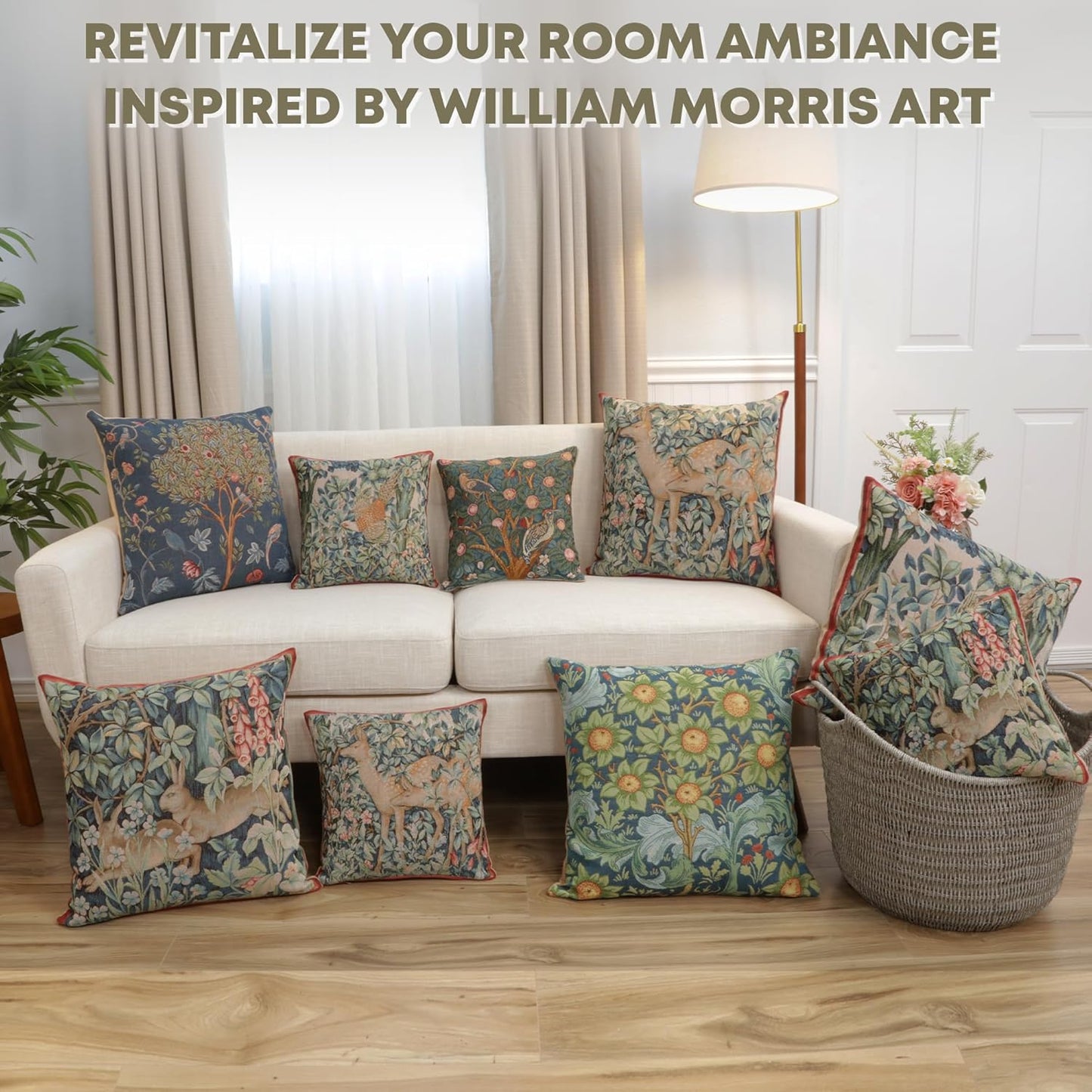 Charlotte Home Furnishings Decorative Tapestry Pillow Cover 14x14 in, Le Pic Vert Couch Throw Pillow Cover, French Country Square Cushion Cases for Living Room Home Decor, Soft Cotton Jacquard Woven