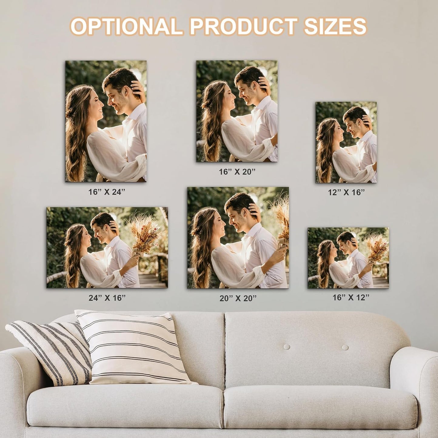 WayToLight Custom Canvas Prints with Your Photos Framed Personalized Picture Canvas Prints Wall Art Ideal for Home Decor Christmas Family Gifts (12" x 16")