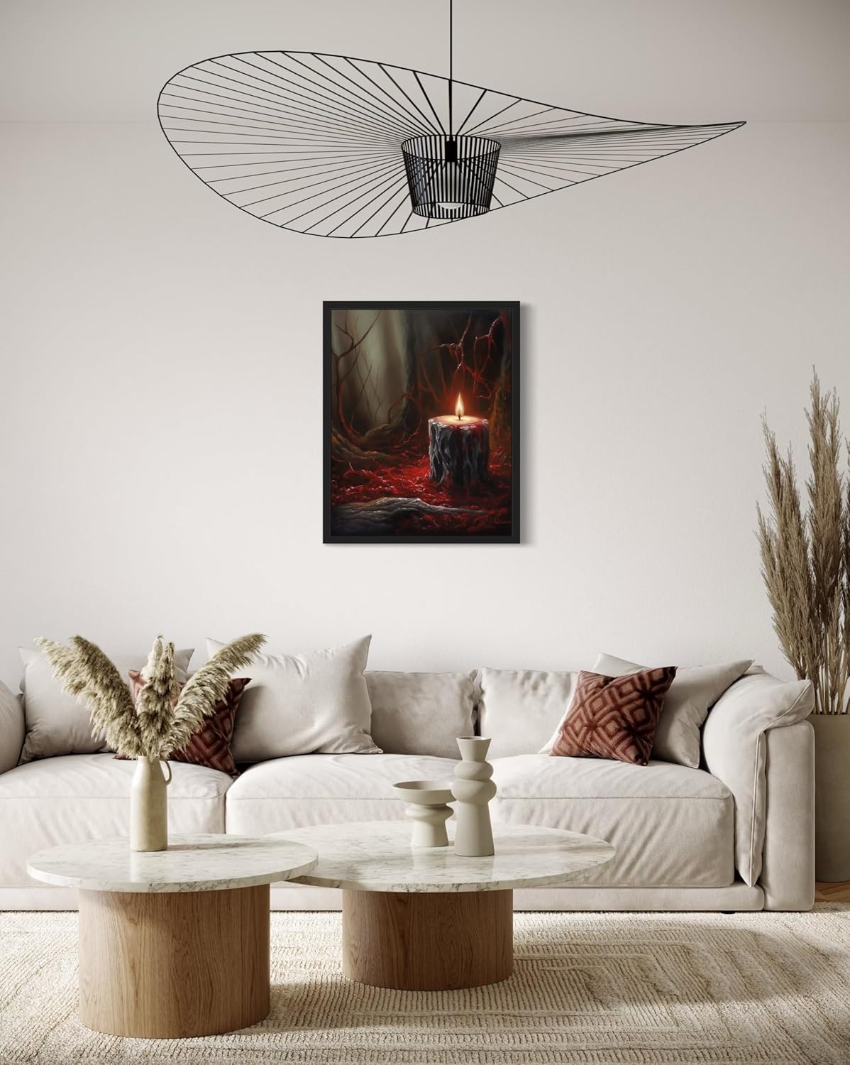 Gothic Candle Poster Art Print, Halloween Scary Vintage Wall Art Academia Spooky Painting Decoration for Horror Prints, Posters Bedroom Decor 89 (Gothic Candle, 16 x 20 inches, Black Frame)