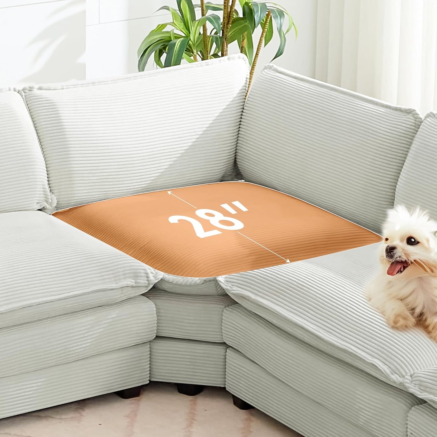 ROWHY 113'' Modular Sectional Cloud Couch, 5 Seater Corner Sofa Big Comfy Corduroy Oversized L Shaped Couch with 2 Pillows, Ottoman, Deep Seat Sectional Couches for Living Room Office, Light Grey