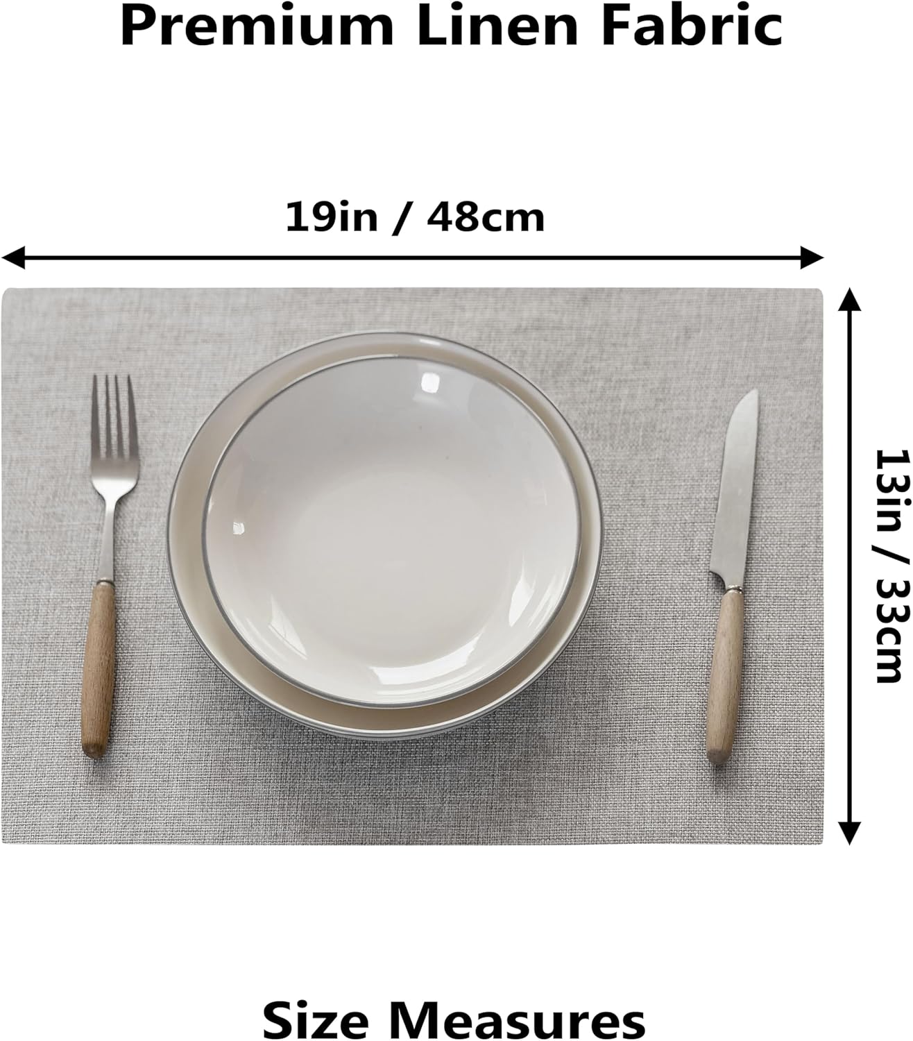 Demetex Placemats Set of 4 Grey Heat Resistant Linen Place Mats for Kitchen Washable Farmhouse Table Plate Mats for Dining Parties Buffet Dinner, Light Grey