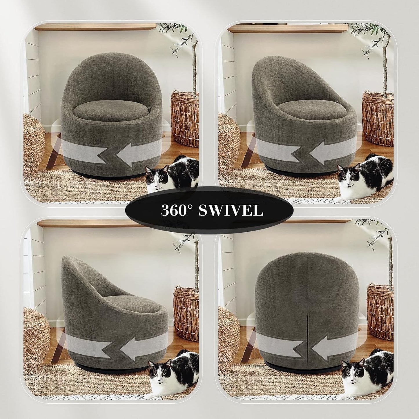 COLAMY Swivel Accent Chair Set of 2, 360° Swivel Round Chair with Hidden Storage, Modern Small Barrel Armchair for Living Room/Bedroom, Green