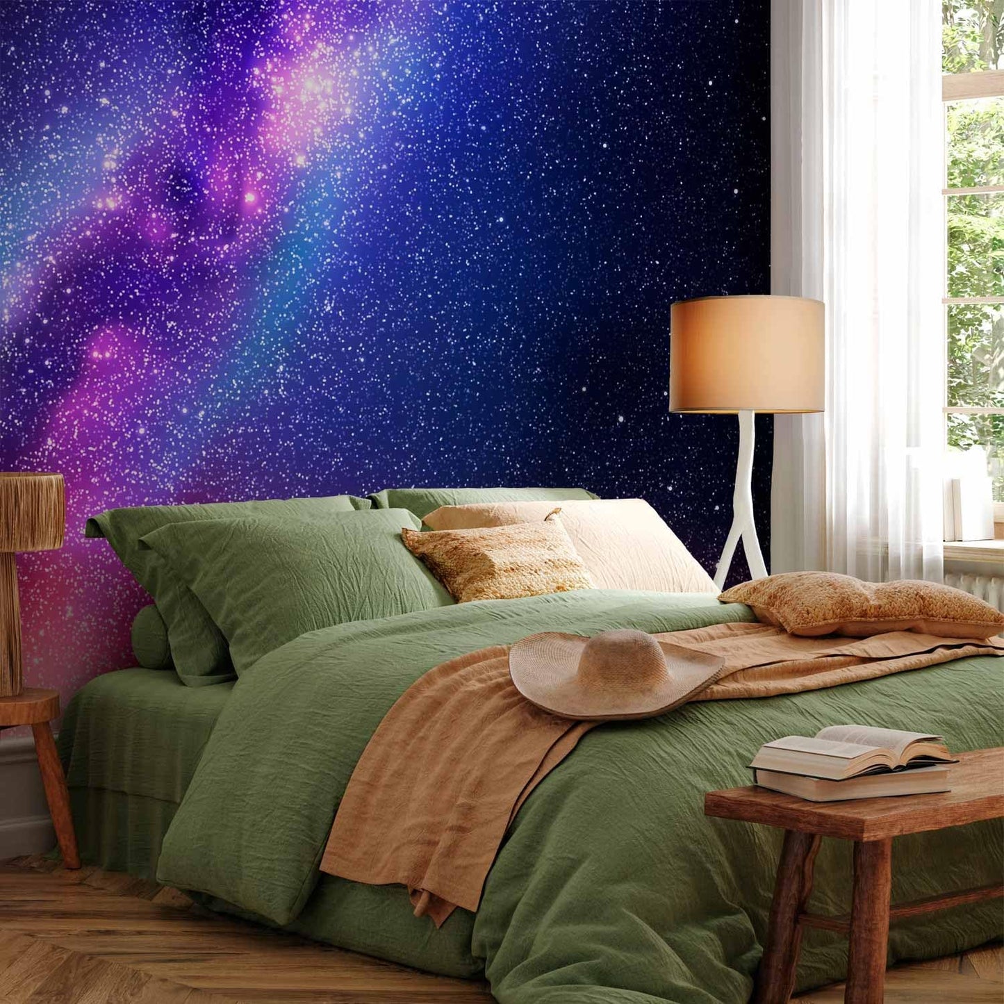 artgeist Premium Wall Mural Galaxy 197x138 in - Non-Woven Wallpaper Fleece Wall Decor Photo Print Picture Image Abstract Space Sky Star Cloud Violet f-C-0487-a-a