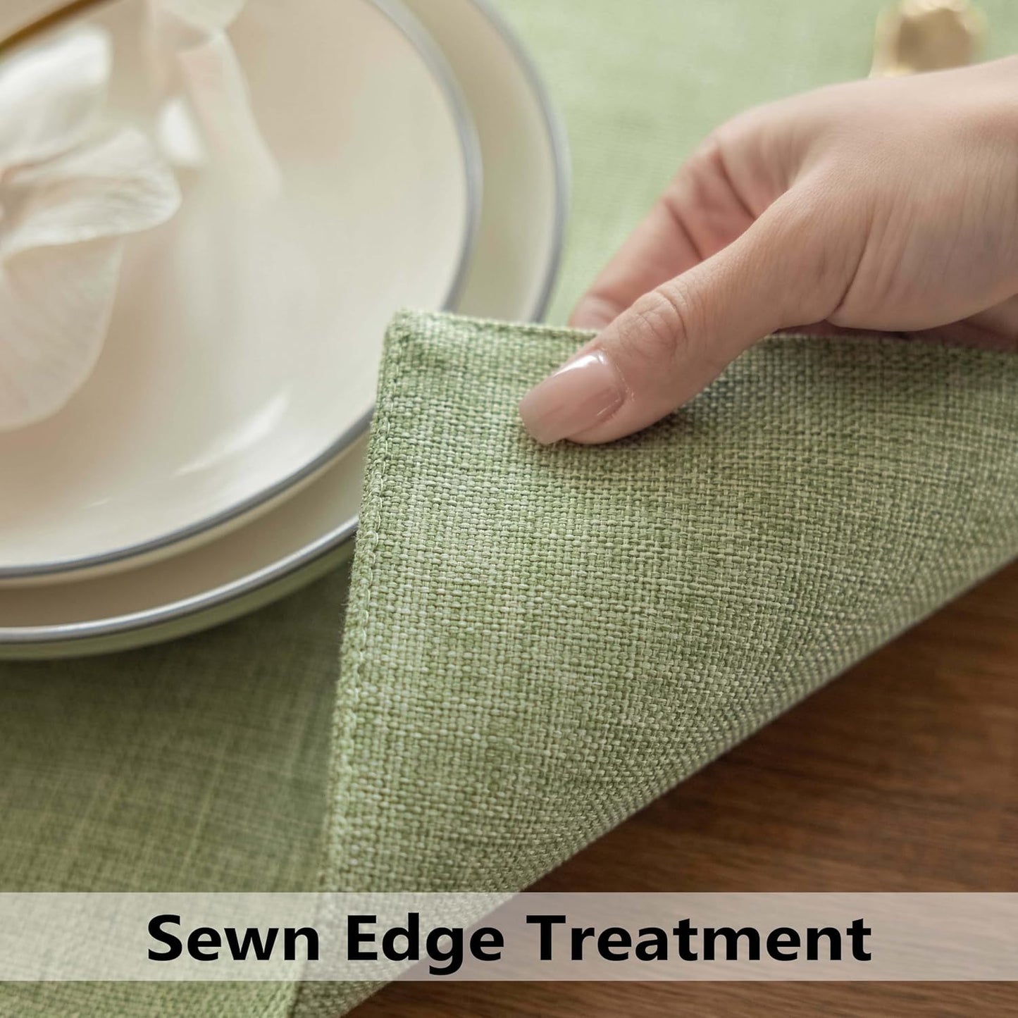 Demetex Cloth Green Placemats Set of 8 Heat Resistant Table Plate Mat Washable Linen Placemat for Kitchen Dining Tables, 13x19 inch, Grass Green