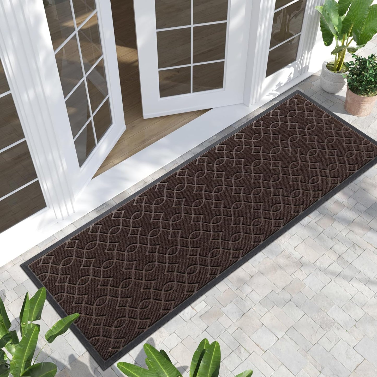 Yimobra Front Door Mat Outdoor Indoor72x24, All-Season, All-Weather, Heavy Duty Welcome Door Mats Outside Entrance, Non Slip Porch Patio Entrance Mat, Coffee