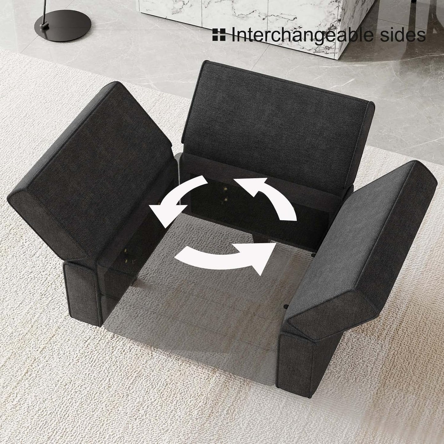 Belffin Modular Sectional Sleeper Sofa Bed Convertible Sectional Couches for Living Room. Black Couch