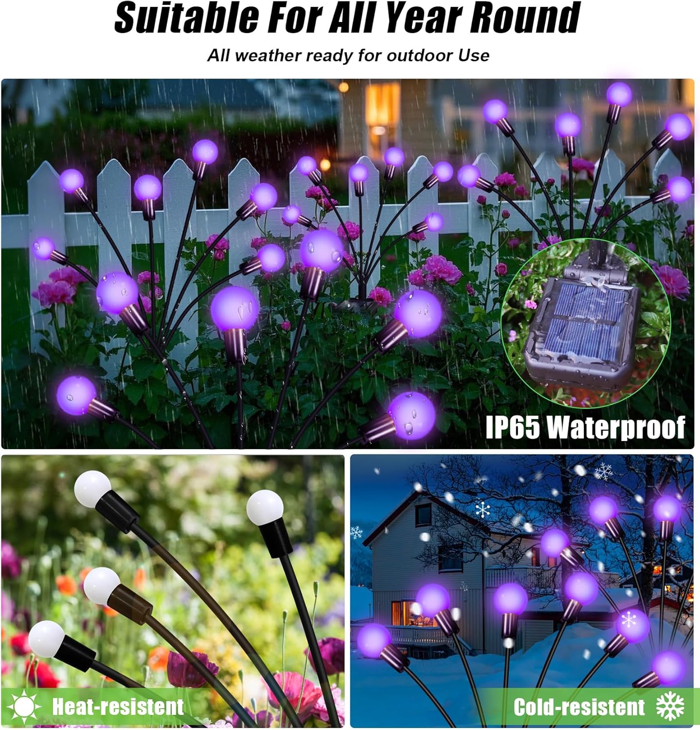 Solar Garden Lights Outdoor, Waterproof Solar Powered Lights for Yard Pathway Patio, Swaying Lawn Decor as Gardening Gifts for Women Holiday (Purple, 6 Pack 36 LED)