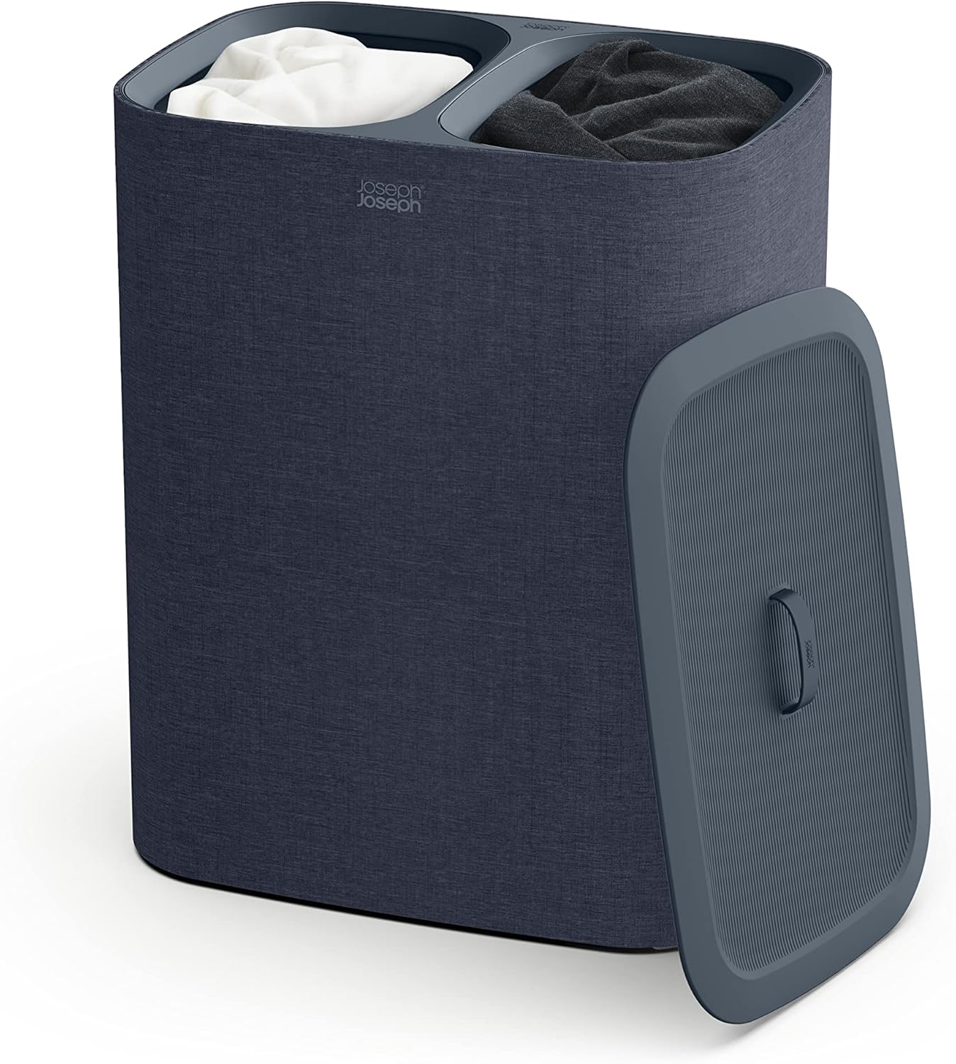 Joseph Joseph Tota 90 liter/23.8 gallon Laundry Hamper Separation Basket with lid, 2 Removable Washing Bags with Handles - Black