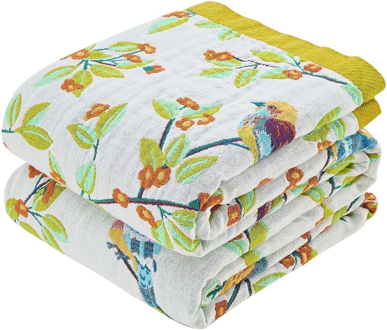 Boho Throw Blanket for Bed, 100% Cotton Soft Rustic Quilt Fall Blanket, 90"x98" Floral Printed Farmhouse Decor Bed Blankets, All Season Rustic Reversible Bohemian Throw Quilt