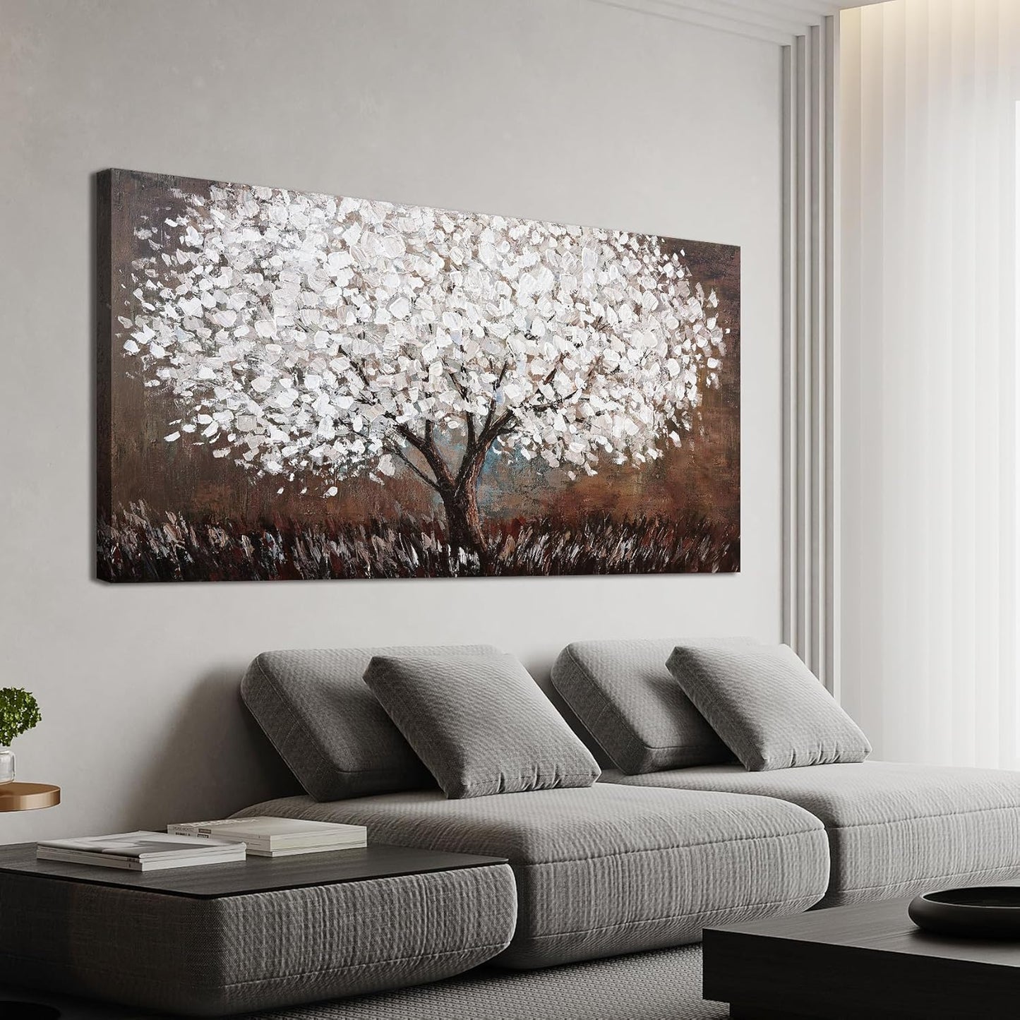 Canvas Wall Art Decor Artwork for Walls Large Black and White Wall Art Decor for Living Room Tree of Life Wall Art Vintage Tree Flower Wall Decor Art Paintings for Room Home Office Wall Decor 29"X58"