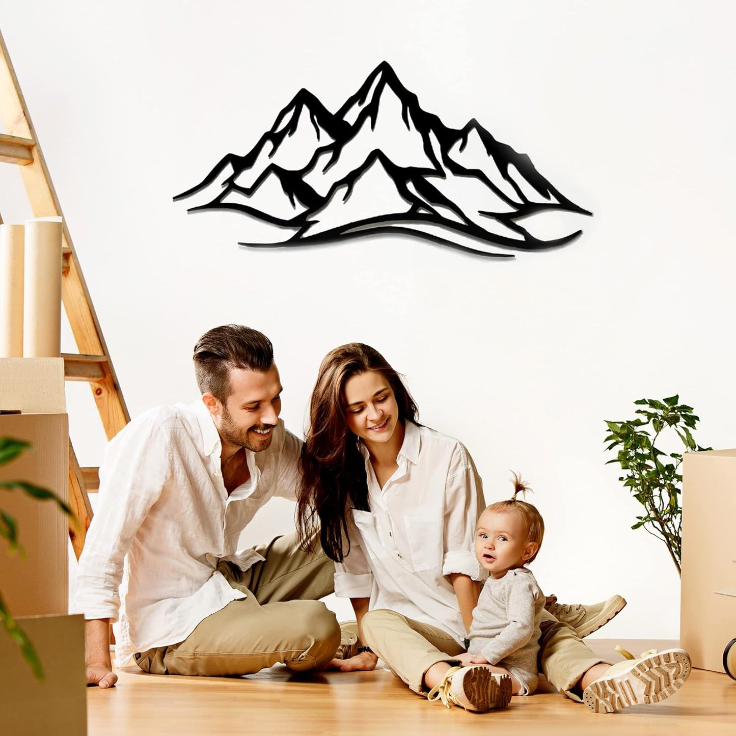 METALPLEX Mountain Range Metal Wall Art - Fade-Resistant and Rust-Free Indoor & Outdoor Aluminum Composite Wall Decor - Home Decor Wall Art For Living Room and Bedroom Decorations - White (47" x 22")