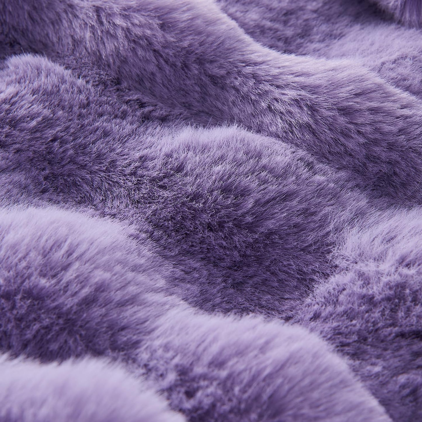Lotus Karen Faux Fur Throw Blanket Purple - Big Bubble Rabbit Fluff Blanket for Couch Bed Sofa,Softest Fluffy Fuzzy Cozy Blanket,Thick Furry Plush Shaggy Warm Blankets for Women,90x90 Inches