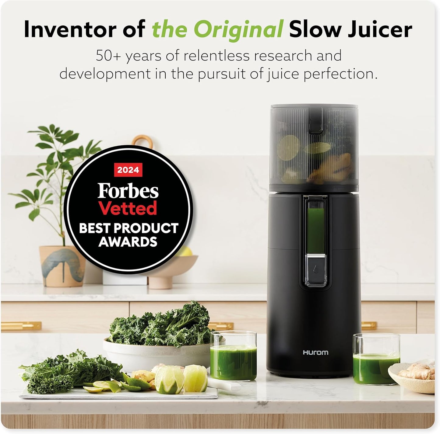 Hurom H400 Cold Press Juicer Machine, Award Winning Masticating Slow Juicer, Easy to Clean, Strainer & Hands Free with Self Feeding, Wide Mouth Hopper, Easy Assembly (Two-Tone Beige)