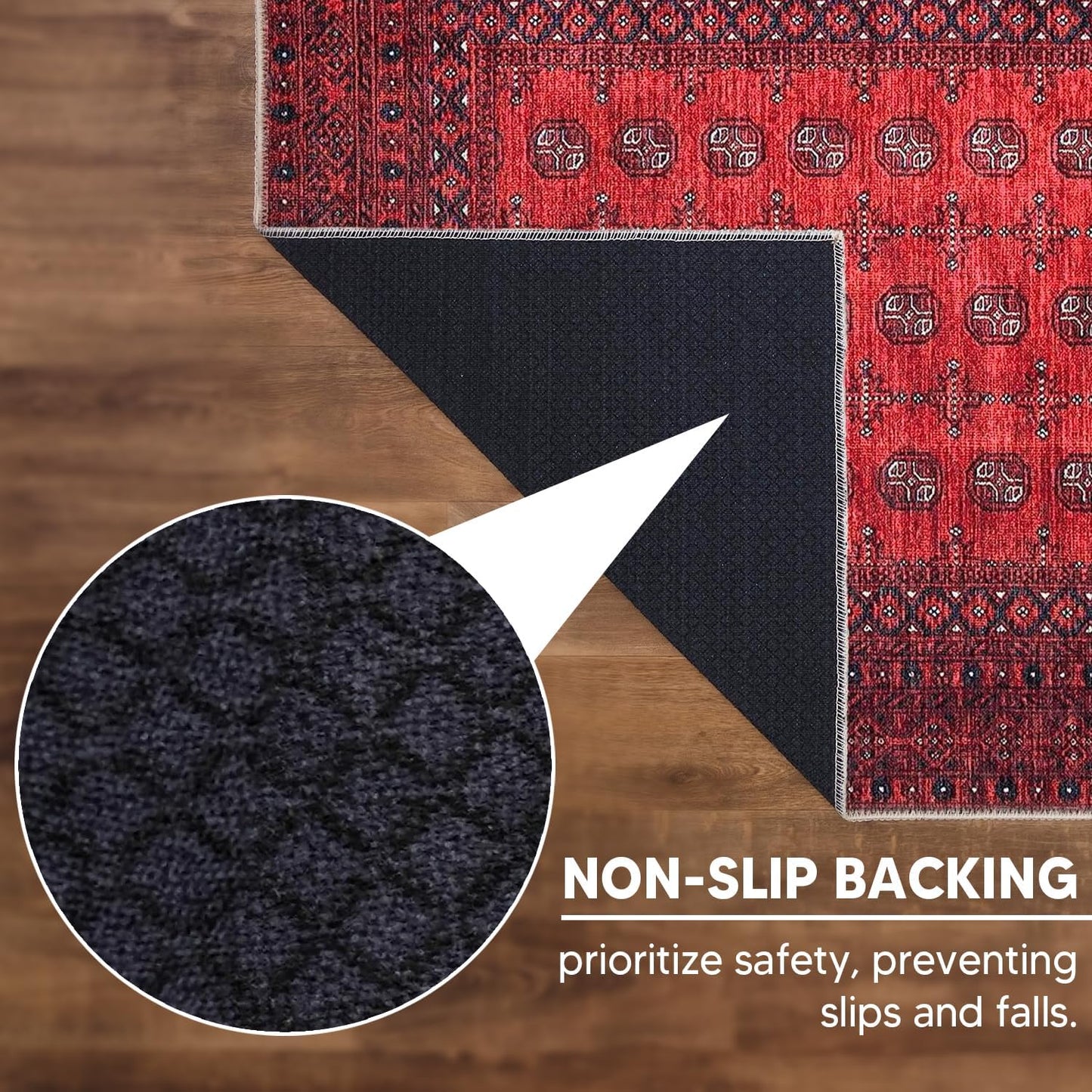 Keen Home Design 2x10 Rug - Machine Washable Runner Rug with Non-Slip Backing, Ideal for Hallway, Entryway, Kitchen, Laundry Room - Vintage, Easy Clean, Durable, Low Pile - (2'6" x 10')