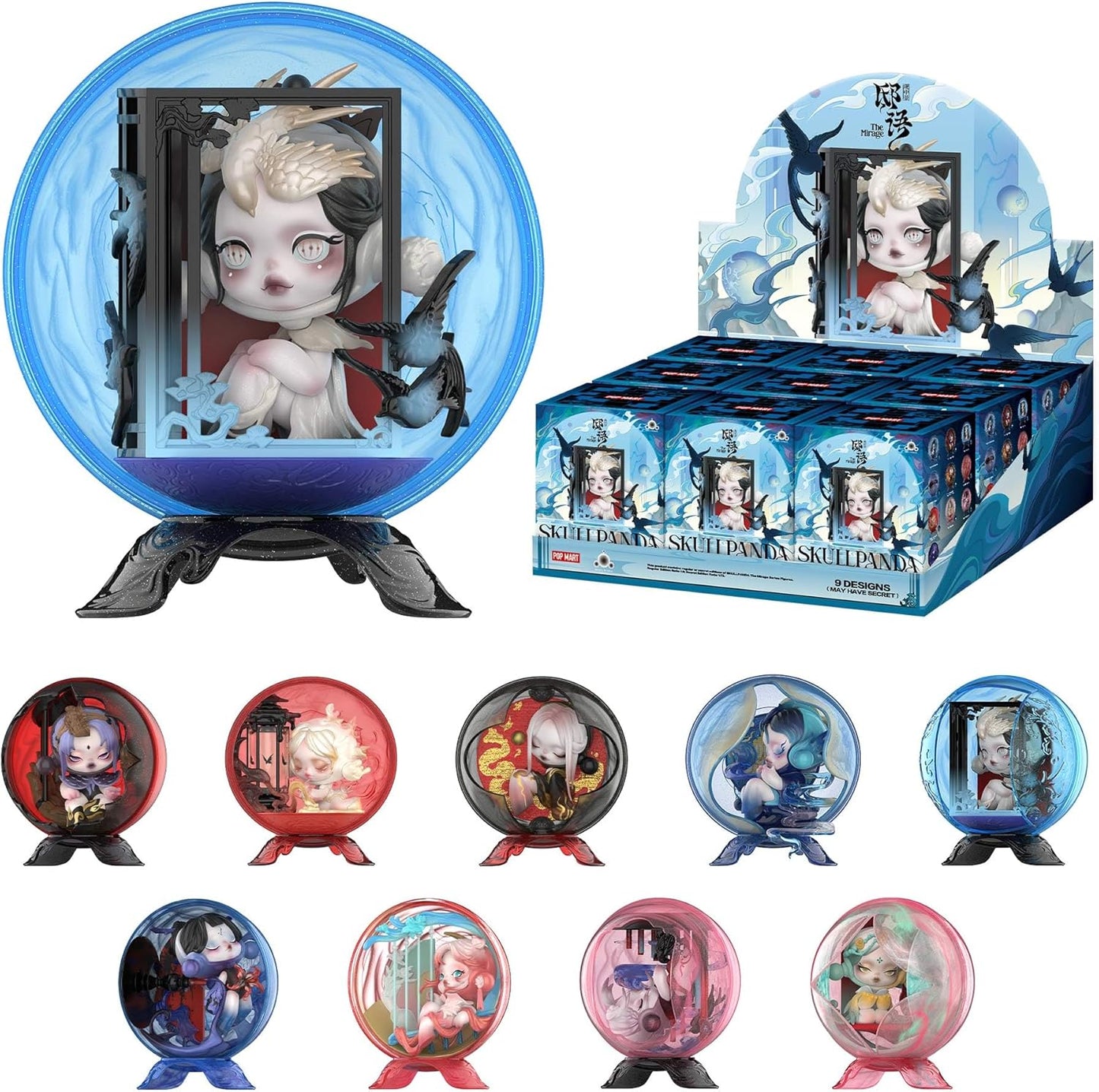 POP MART SKULLPANDA The Mirage Series Figures Blind Box Figures, Random Design Mystery Toys for Modern Home Decor, Collectible Toy Set for Desk Accessories, Whole Set