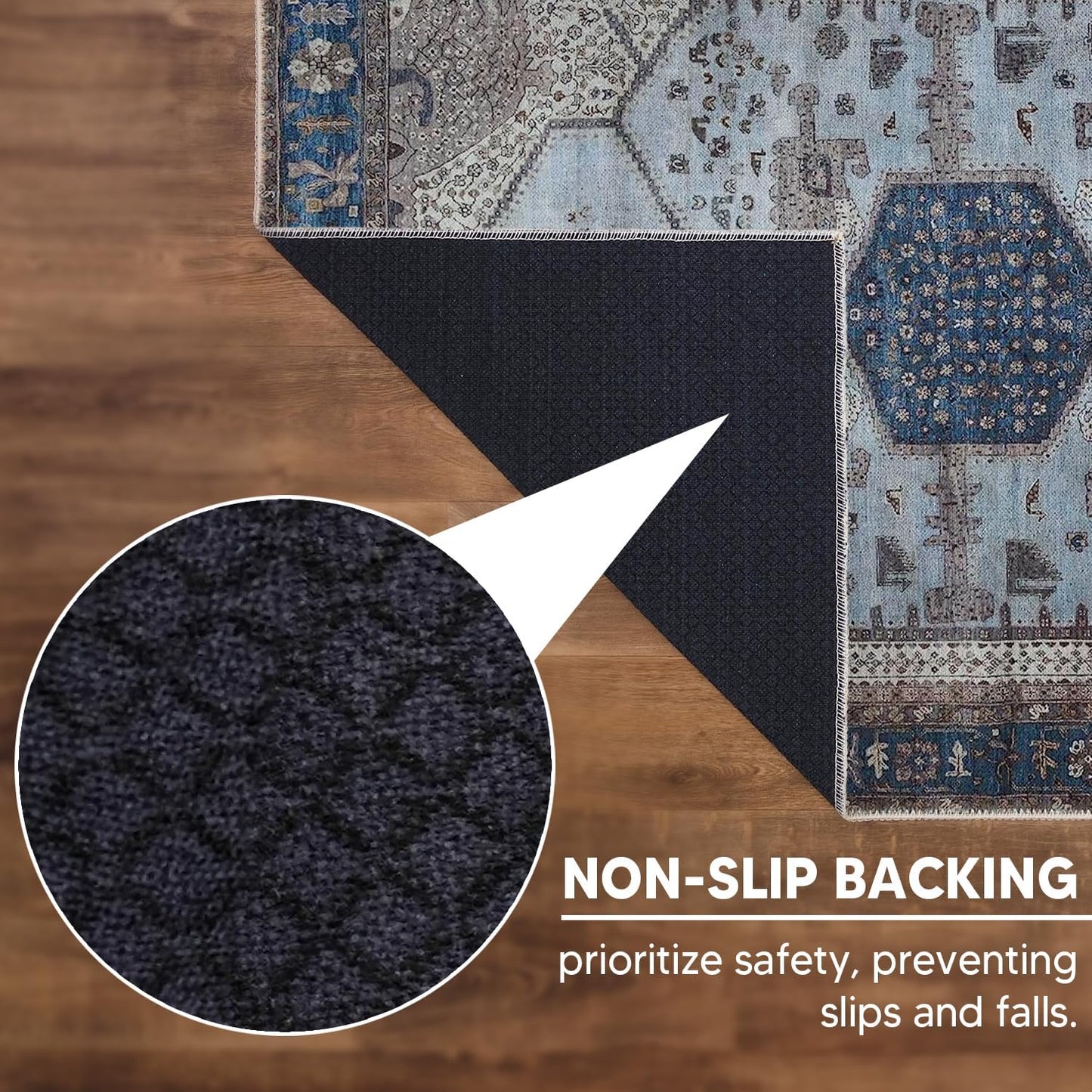 Keen Home Design 2x12 Rug - Machine Washable Runner Rug with Non-Slip Backing, Ideal for Hallway, Entryway, Kitchen, Laundry Room - Vintage, Easy Clean, Durable, Low Pile - (2'6" x 12')