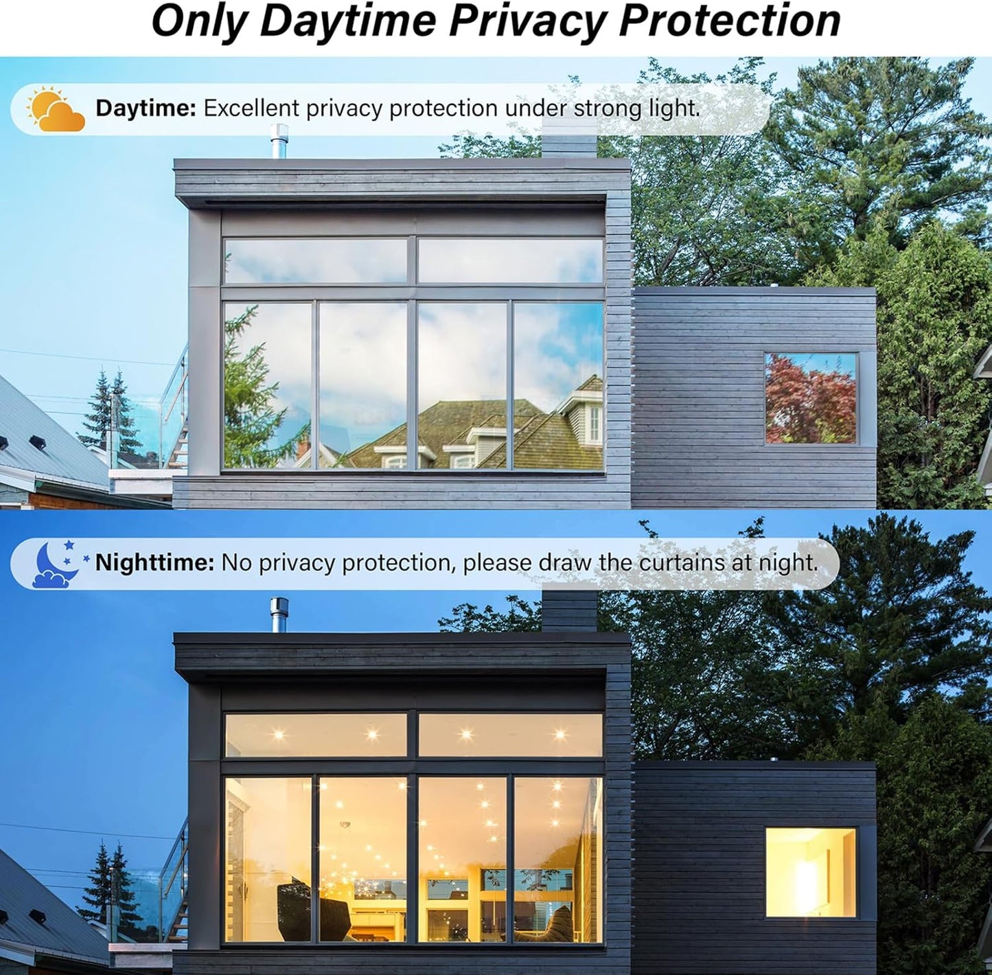 Kromapolis One Way Window Privacy Film Reflective Mirror Home Window Tint, Daytime Privacy Heat Control Anti UV Glass Tinting Static Cling (Silver, 23.6 x 78.7 inch)