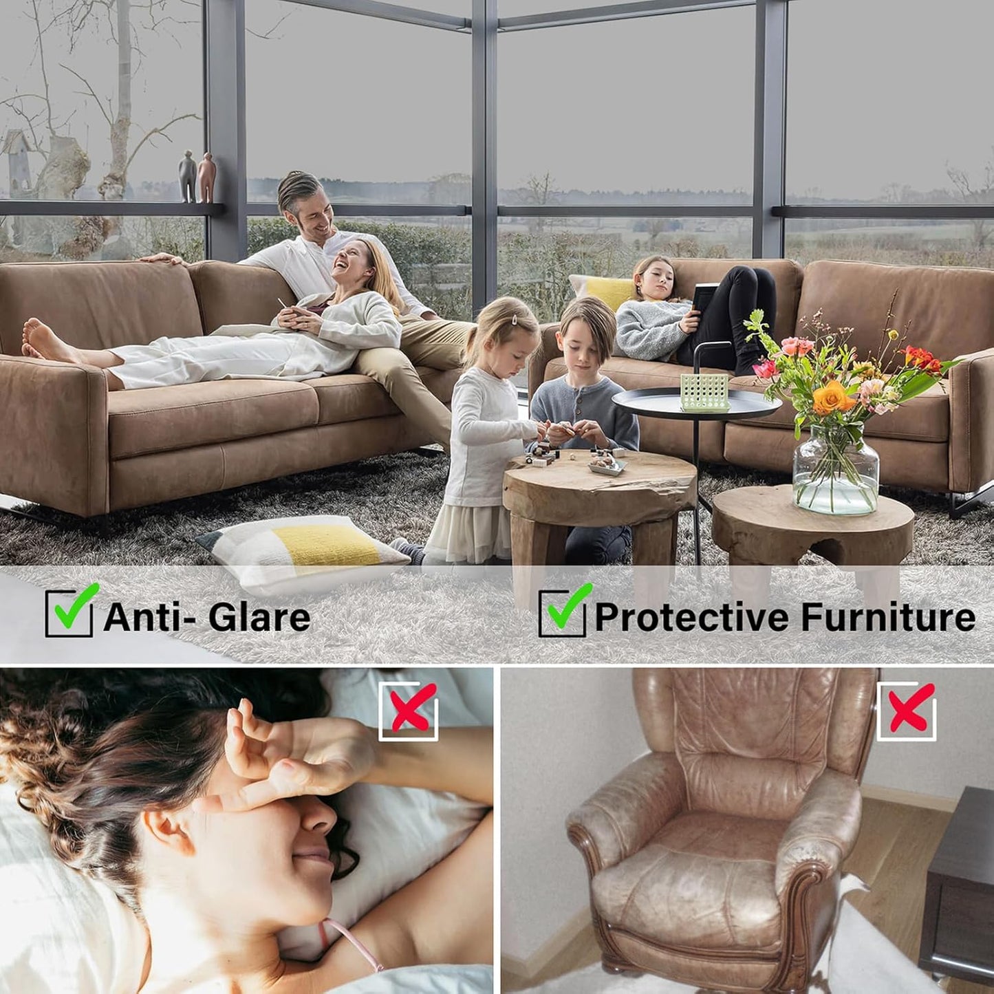 Kromapolis One Way Window Privacy Film Reflective Mirror Home Window Tint, Daytime Privacy Heat Control Anti UV Glass Tinting Static Cling (Silver, 23.6 x 78.7 inch)