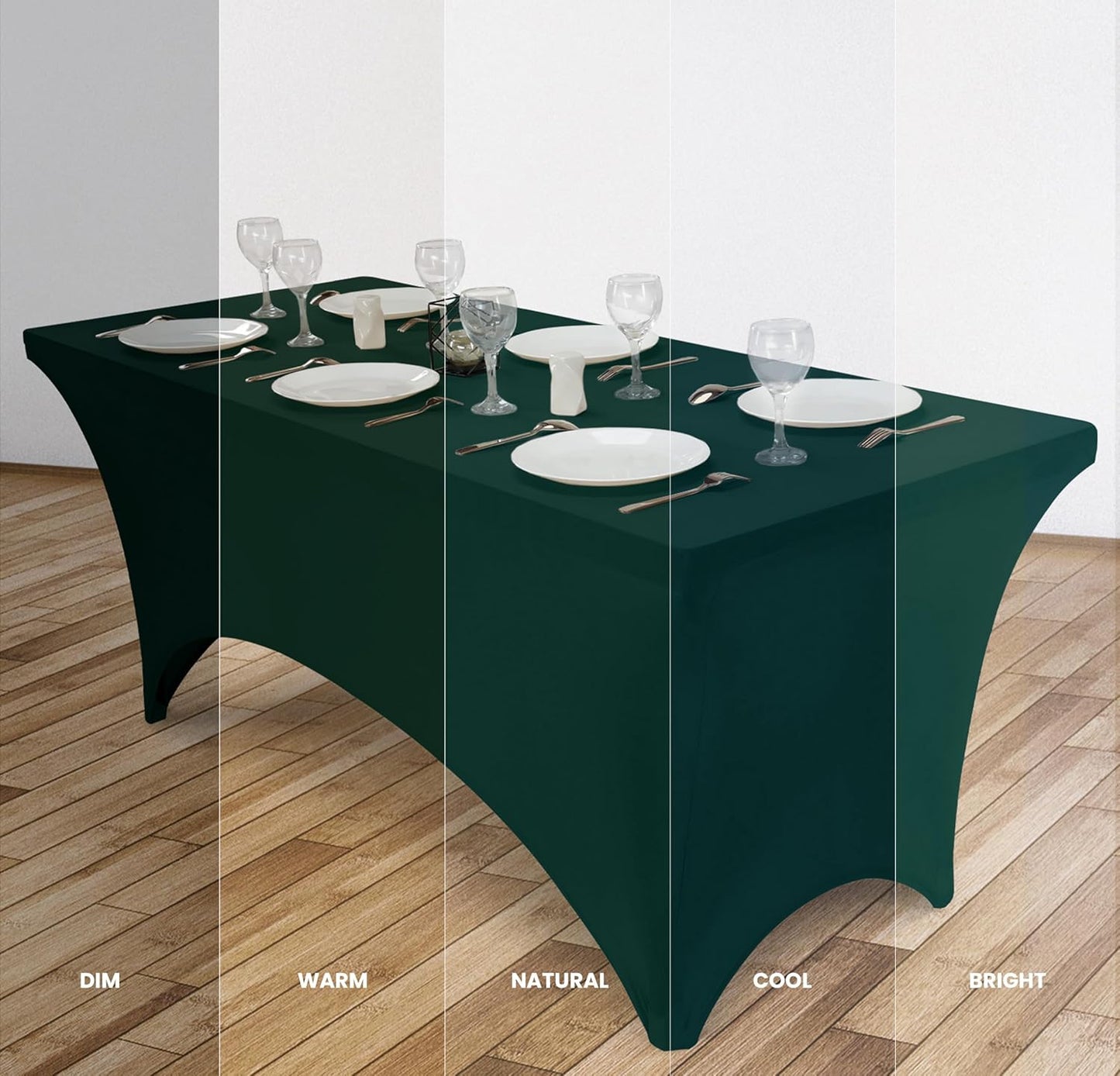 Utopia Kitchen 6FT Spandex Tablecloth [2 Pack, Hunter Green] 200 GSM Stretch, Fitted, Washable and Wrinkle Resistant Table Cloth Rectangle Cover for Trade Shows, Wedding, Parties [72Lx30Wx30H Inch]