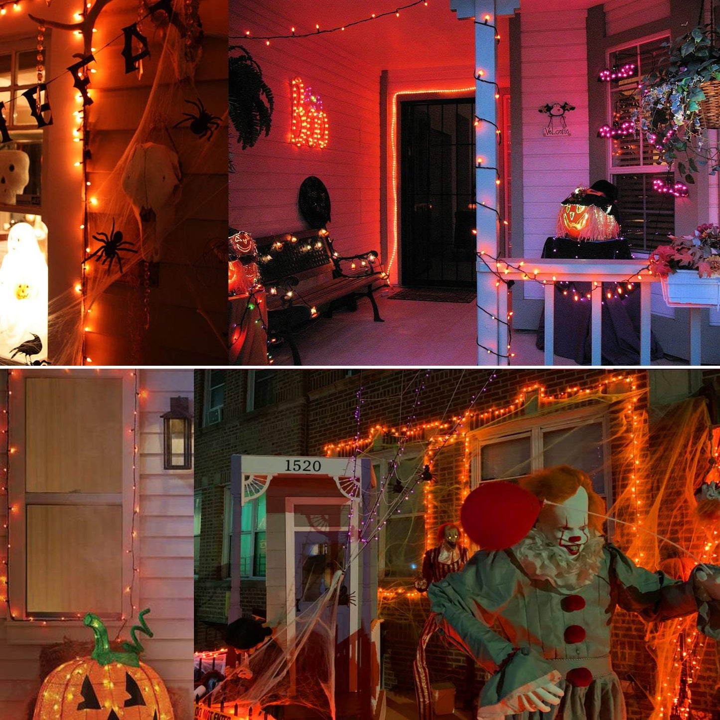 ODEETRONIC Orange Halloween String Lights, 2 Packs Total 43.26ft 200 Count Incandescent Orange Lights, 120V UL Certified Connectable Halloween Mini Light for Indoor/Outdoor Spooky House & Party Decor