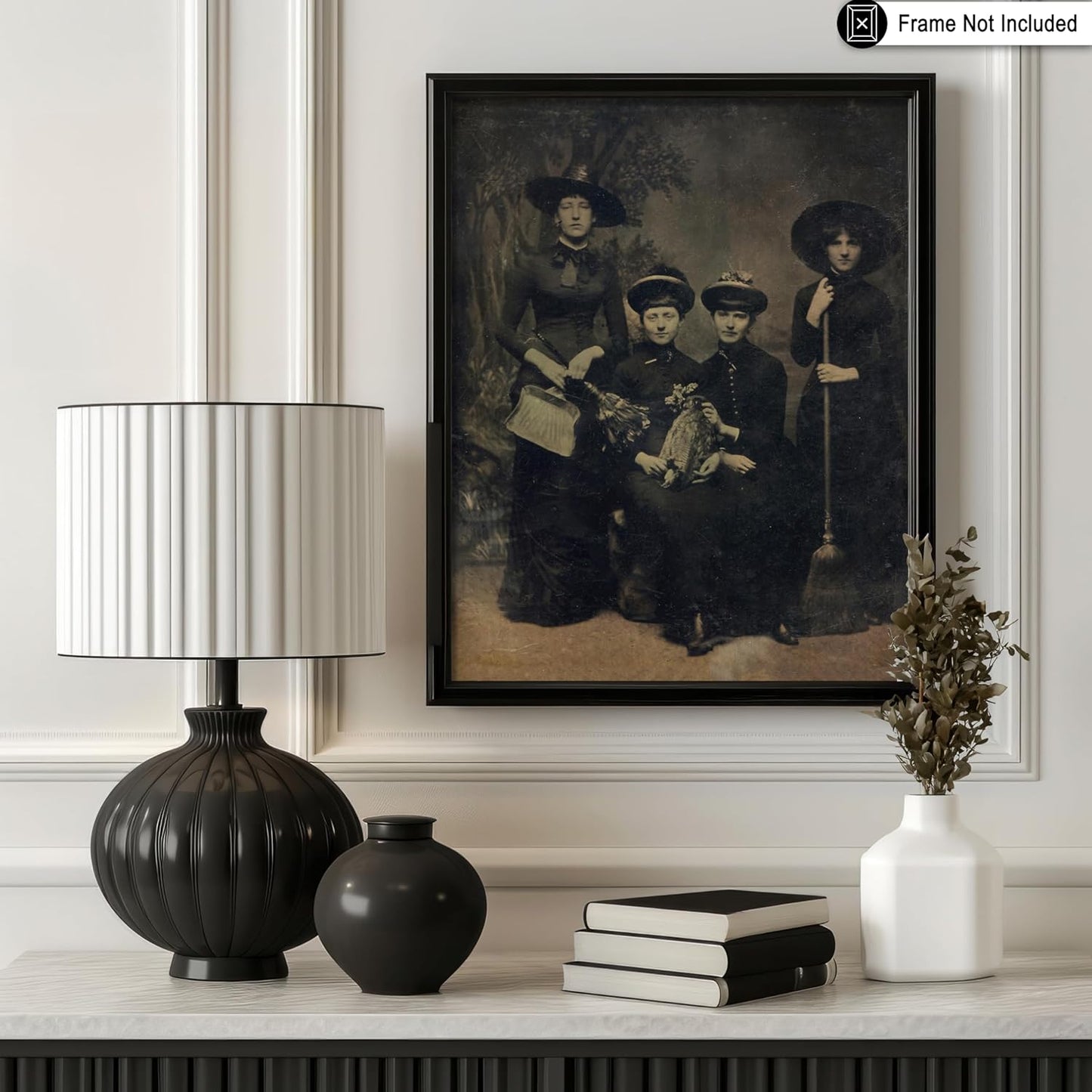Poster Master Vintage Four Witches Coven Poster - Retro Witches Print - Witchcraft Art - Halloween Art - Gift for Men & Women - Gothic Decor for Living Room, Bedroom or Dorm - 16x20 UNFRAMED Wall Art