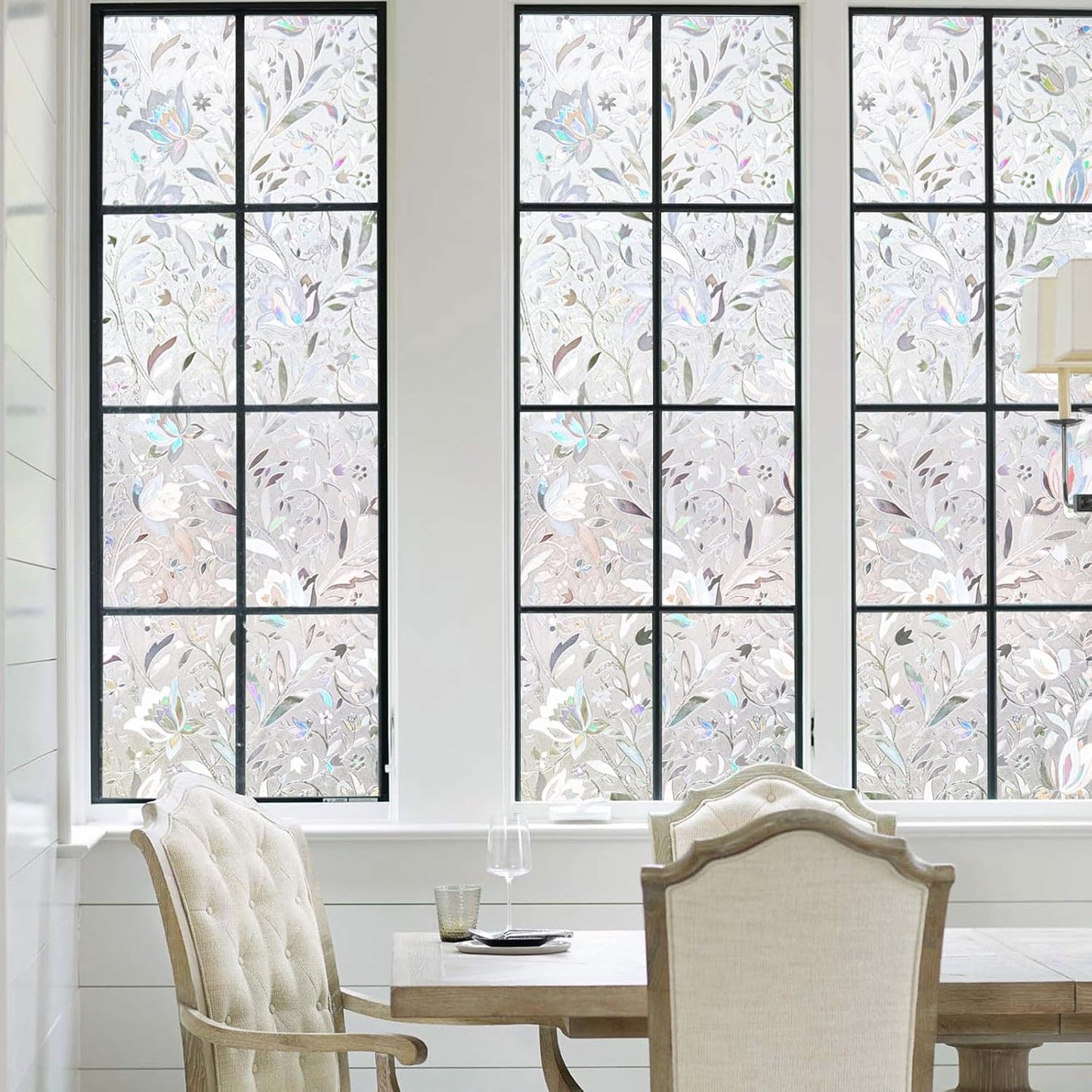 Kromapolis Window Privacy Film, Vinyl Glass Covering, Stained Decorative Film Frosted, Static Window Clings, Non-Adhesive, No-Glue (17.5 x 78.7 inch)
