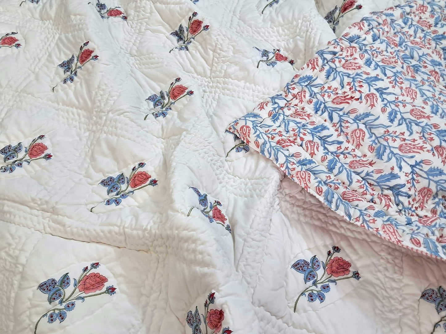 Rose Pink King Size Blanket 108x108 – 100% Cotton Lightweight Bedspread – Soft Cozy All-Season Quilt for Bed, Couch, or Sofa – Boho Bedroom Throw Blanket