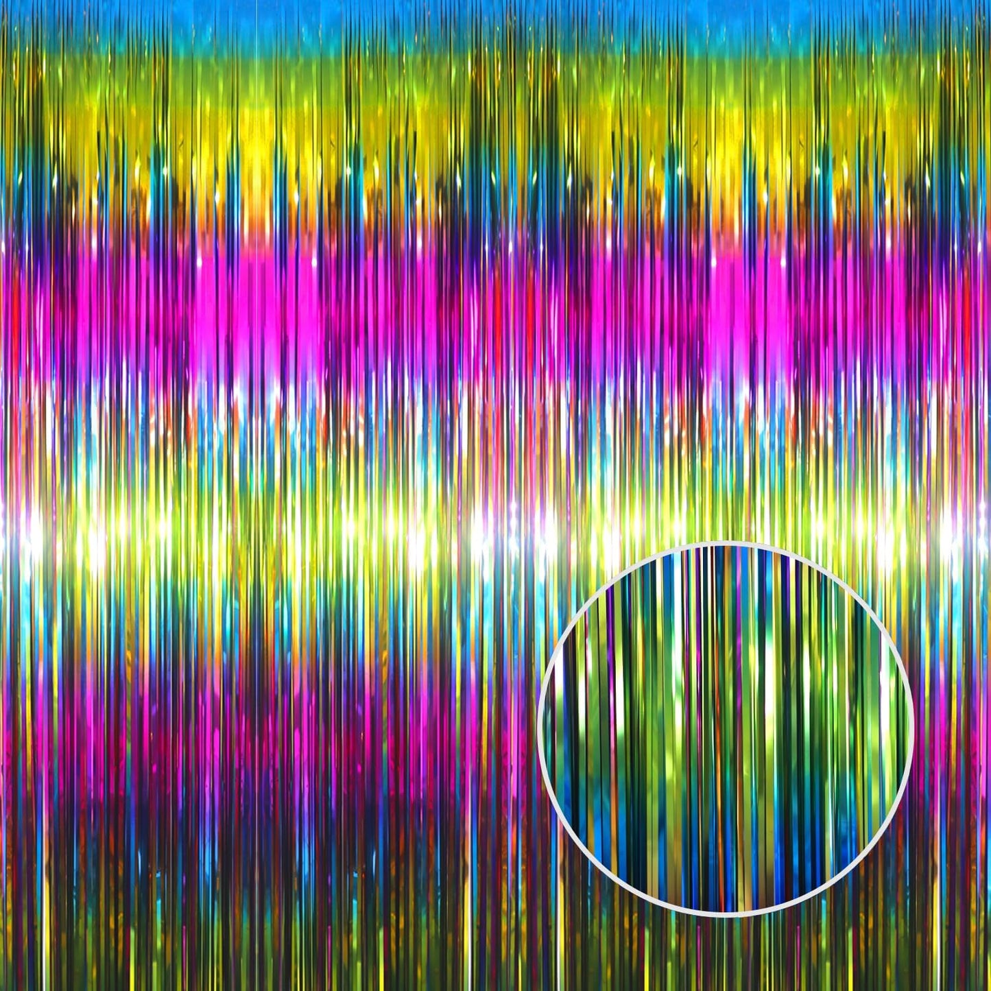 GOER 3.2 ft x 8.2 ft Metallic Tinsel Foil Fringe Curtains Party Photo Backdrop Party Streamers for Birthday,Graduation,New Year Eve Decorations Wedding Decor(1 Pack,Macaroon Rainbow)