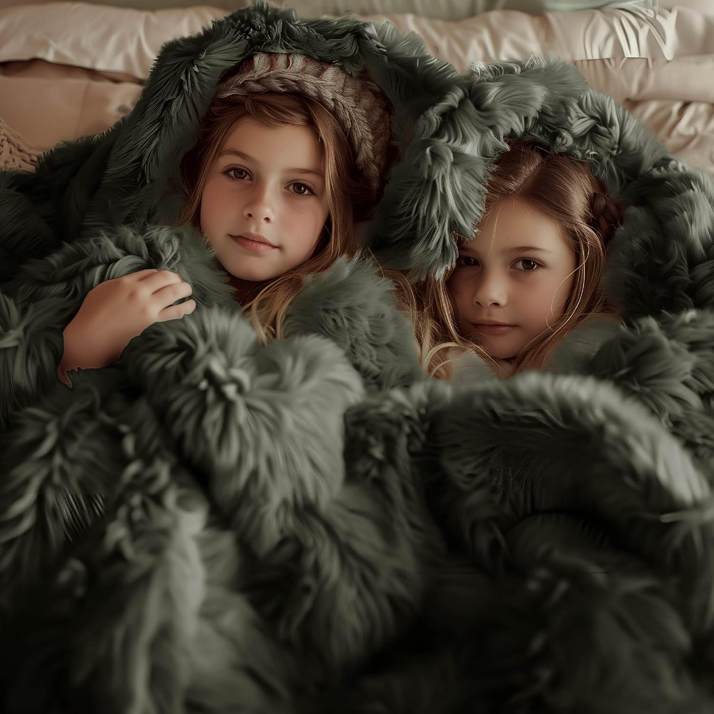 Bedsure GentleSoft Fluffy Olive Green King Size Blanket for Bed, Thick Soft Sherpa Faux Fur Fleece Bedding Fuzzy Plush Winter Warm Heavy Large King Blanket, Cozy Olive Gifts for Men Women, 108x90