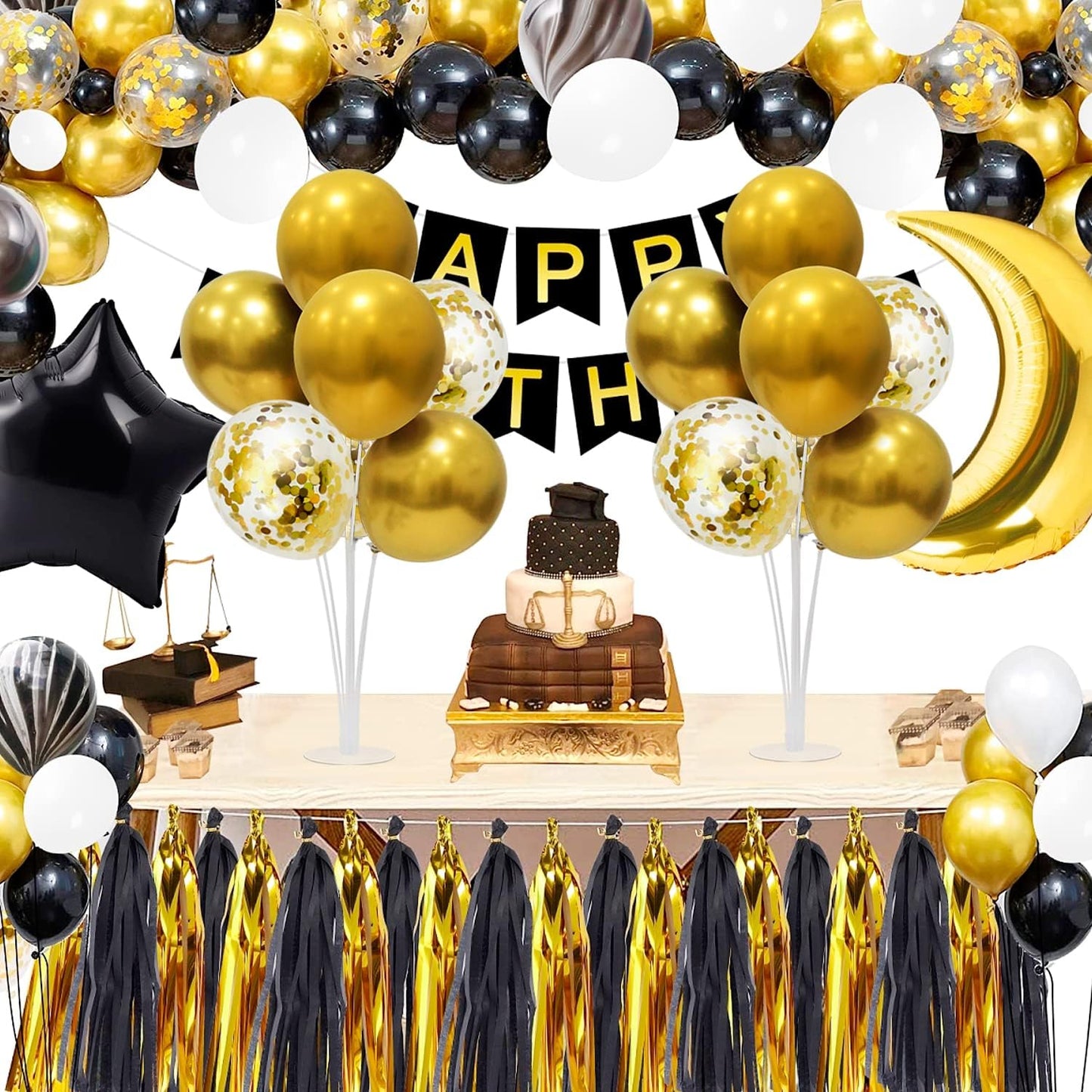 Gold Party Decorations Balloon Stand Centerpiece Table Decorations for Birthday Bridal Shower Graduation Wedding Anniversary Engagement Mother's Day Father's Day New Years 2025(Gold set4)