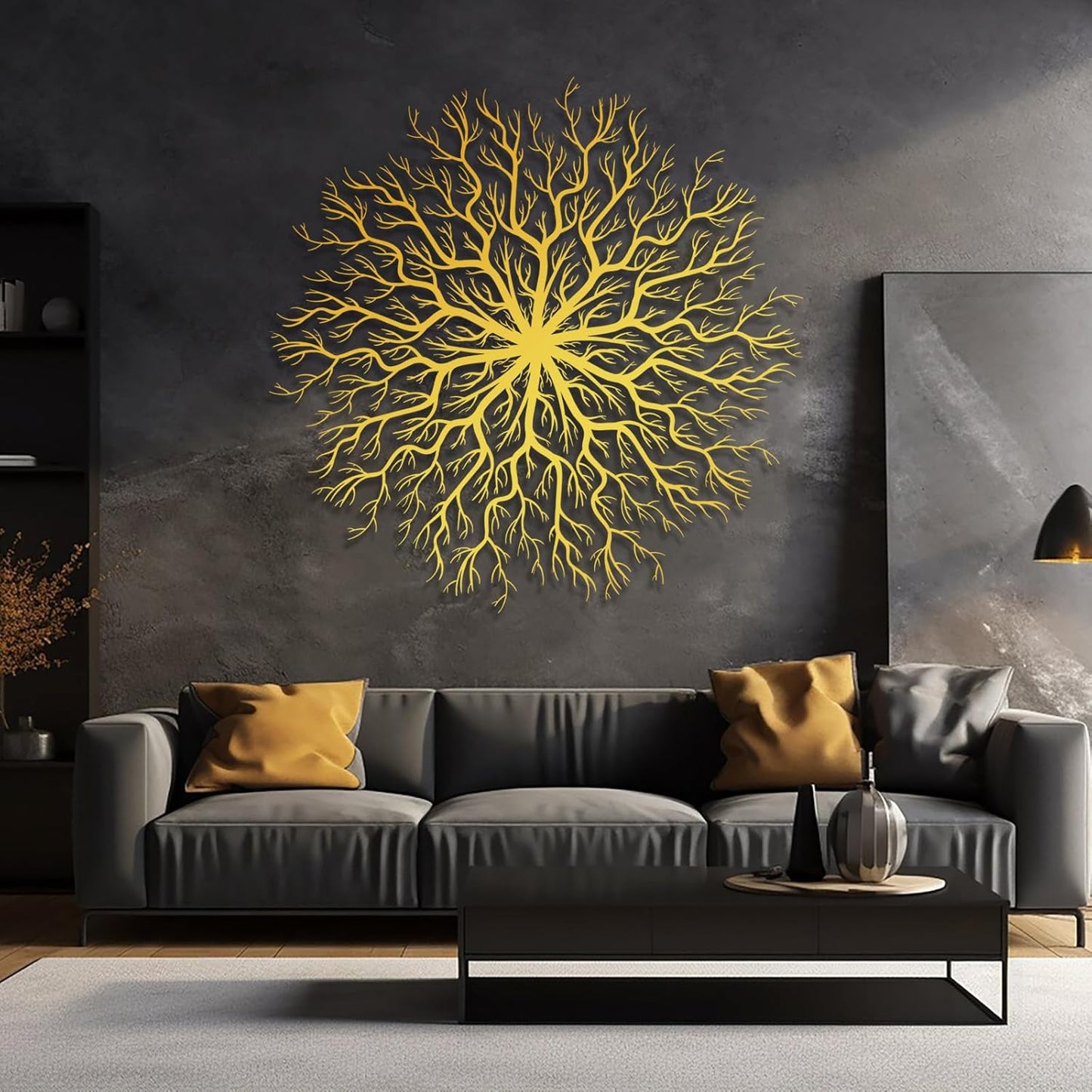 Tree of Life Metal Wall Art, Metal Tree Wall Art, Large Round Sculpture, Round Branch Wall Decor, Large Branch Artwork, Nature Sign, Wall Decor for Living Room, Housewarming Gift (Black, 24"x24"|60x60cm)
