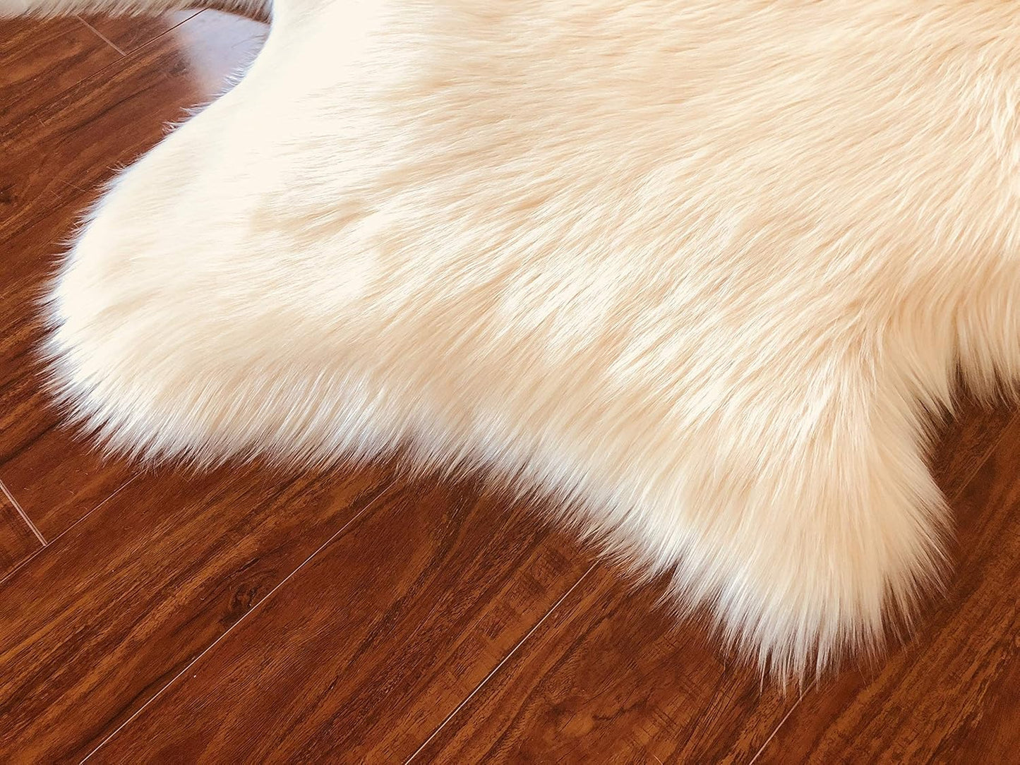 LAMBZY Faux Sheepskin Hypoallergenic Free Shape Silky Shag Rug, Luxury Shaggy Silky Plush Carpet for Bedrooms Rugs Living Room Kids Rooms Sofa Floor Rugs (Double 2'x6', 60x180 cm,Cream)