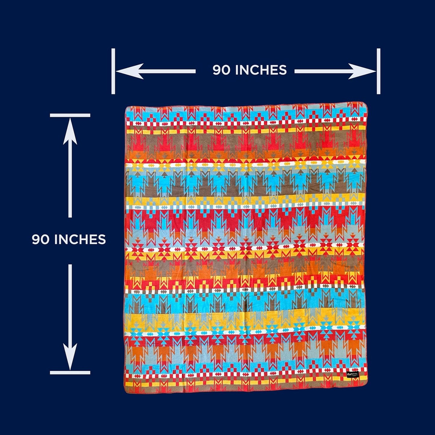 Beacon Blankets Southwestern Wigwam Native American Design Throw - 90" x 90" Blanket Only - Premium Plush Blanket Can be Used for Queen or King Size Bed