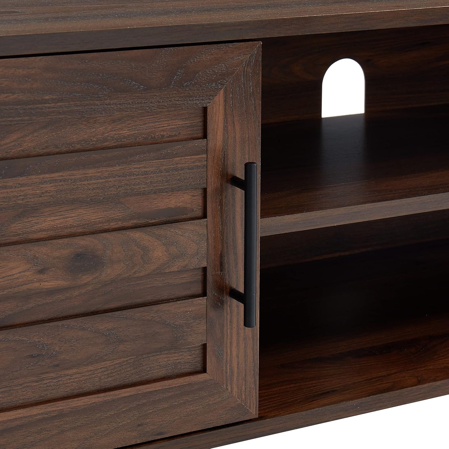 Mid Century Wooden TV Stand Entertainment Console with Open Shelving and 2 Cabinets for Televisions up to 65 Inches(Dark Walnut)