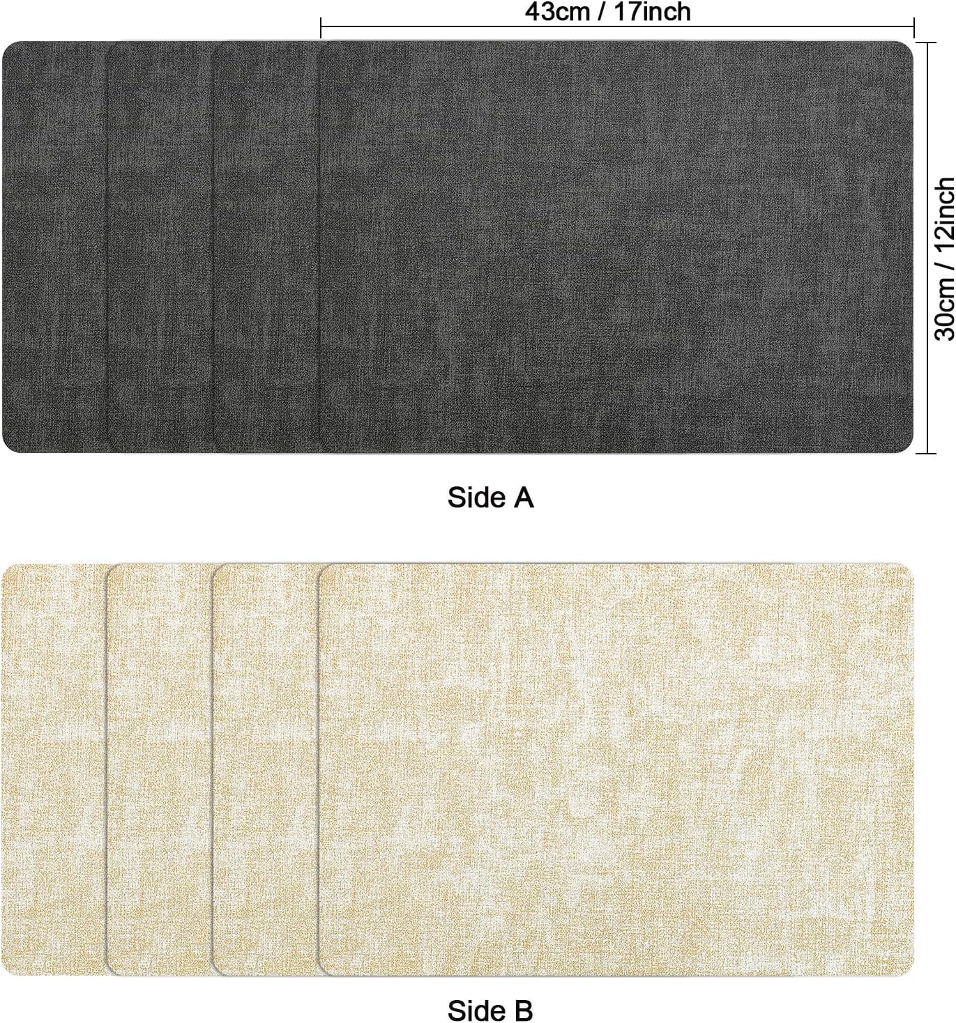 Myir JUN Placemats Dual Sided, Faux Leather Place Mats Set of 8 Indoor Placemats for Dining Table Non-Slip Washable Placemats Heat Resistant Outdoor Table Mats (Set of 8, Gray Cream)