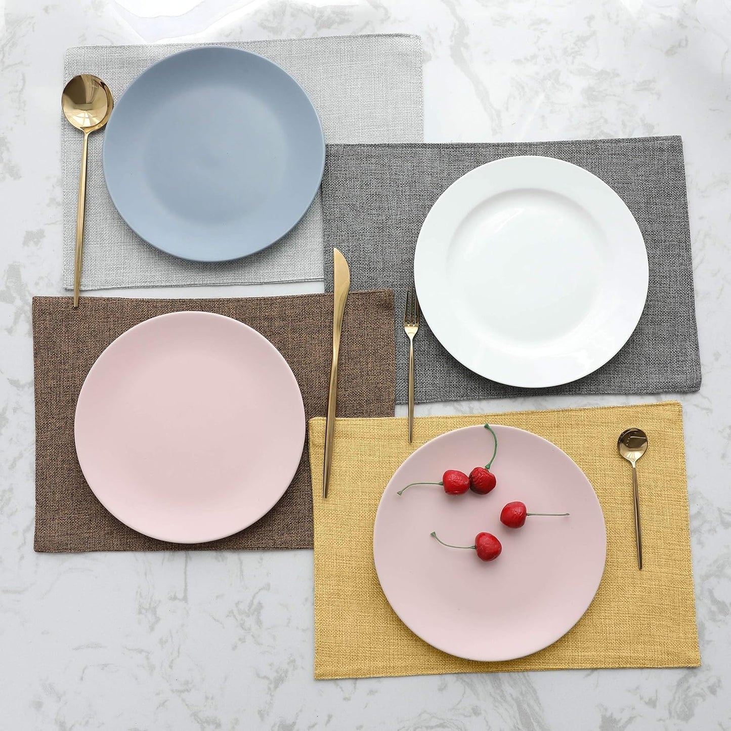 Home Brilliant Cloth Placemats Set of 8 Linen Placemat Washable Heat Resistant Dining Table Place Mats for Kitchen Table Holiday Dinner Summer Fall Decoration, Yellow
