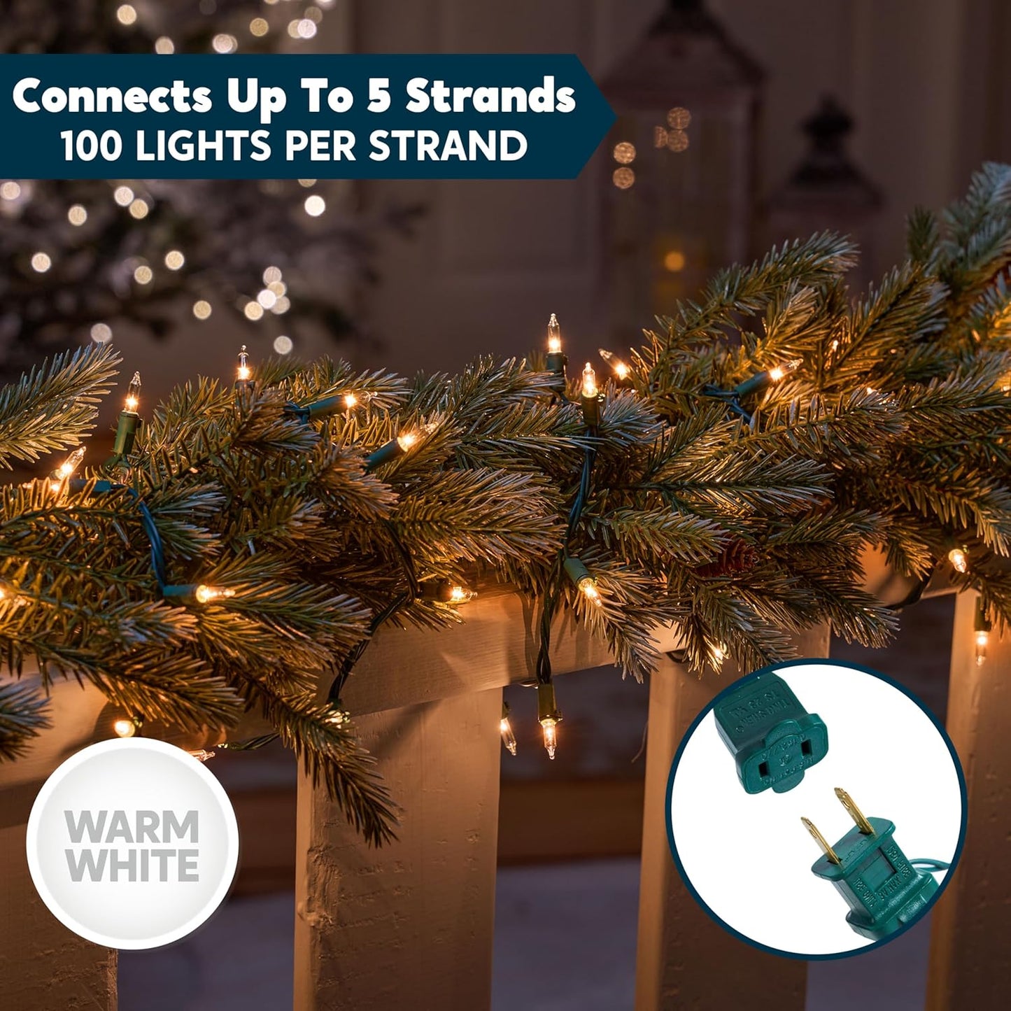 Joiedomi Clear Christmas String Lights Indoor,100 Count Mini Warm White Fairy Light,21.4 FT Lighting Decor for Patio Dorm Classroom Bedroom Holiday Wedding Party Garland Birthday Festival,Green Wire