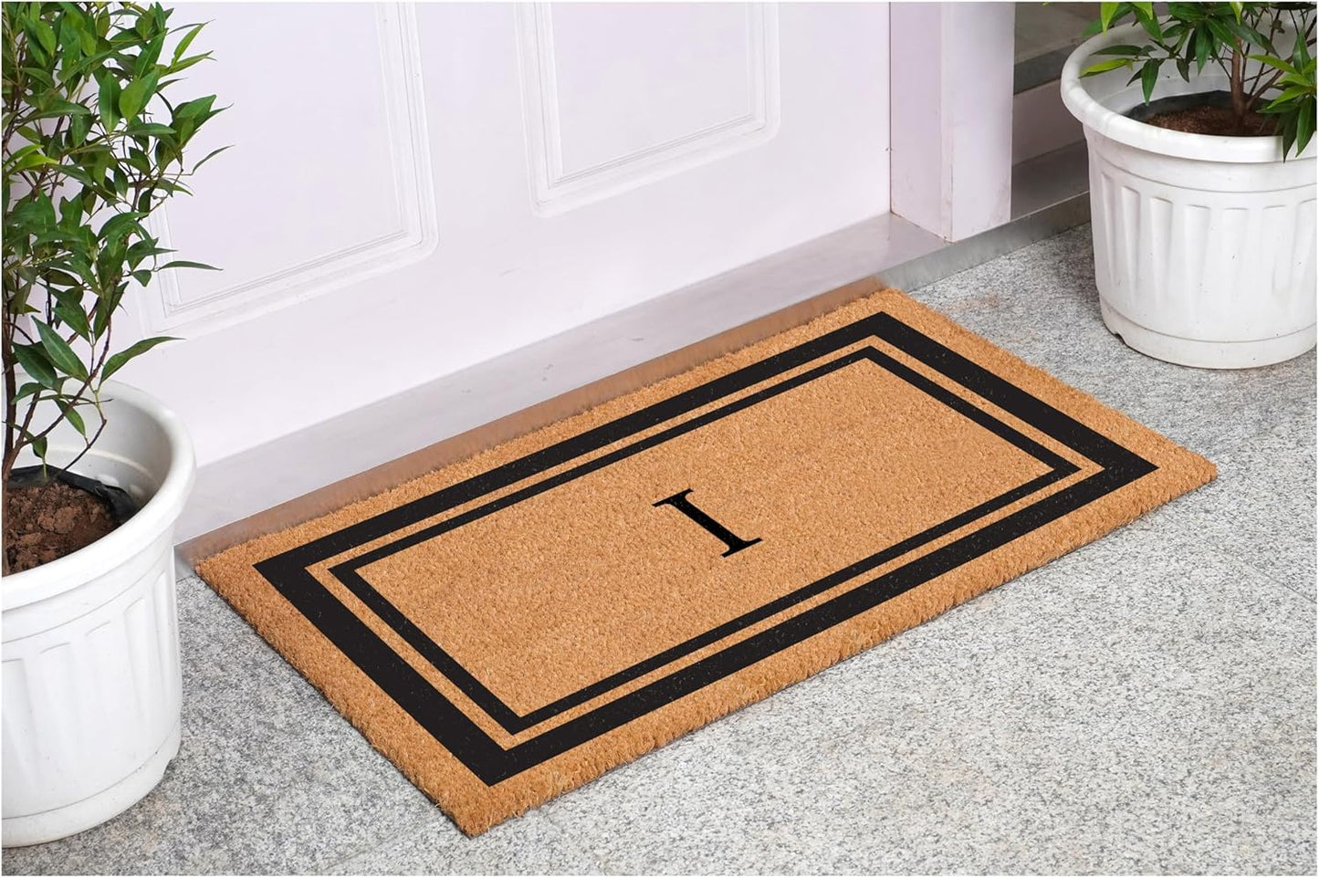 Calloway Mills 152963048I Black Border 30" x 48" Monogram Doormat Letter (I)