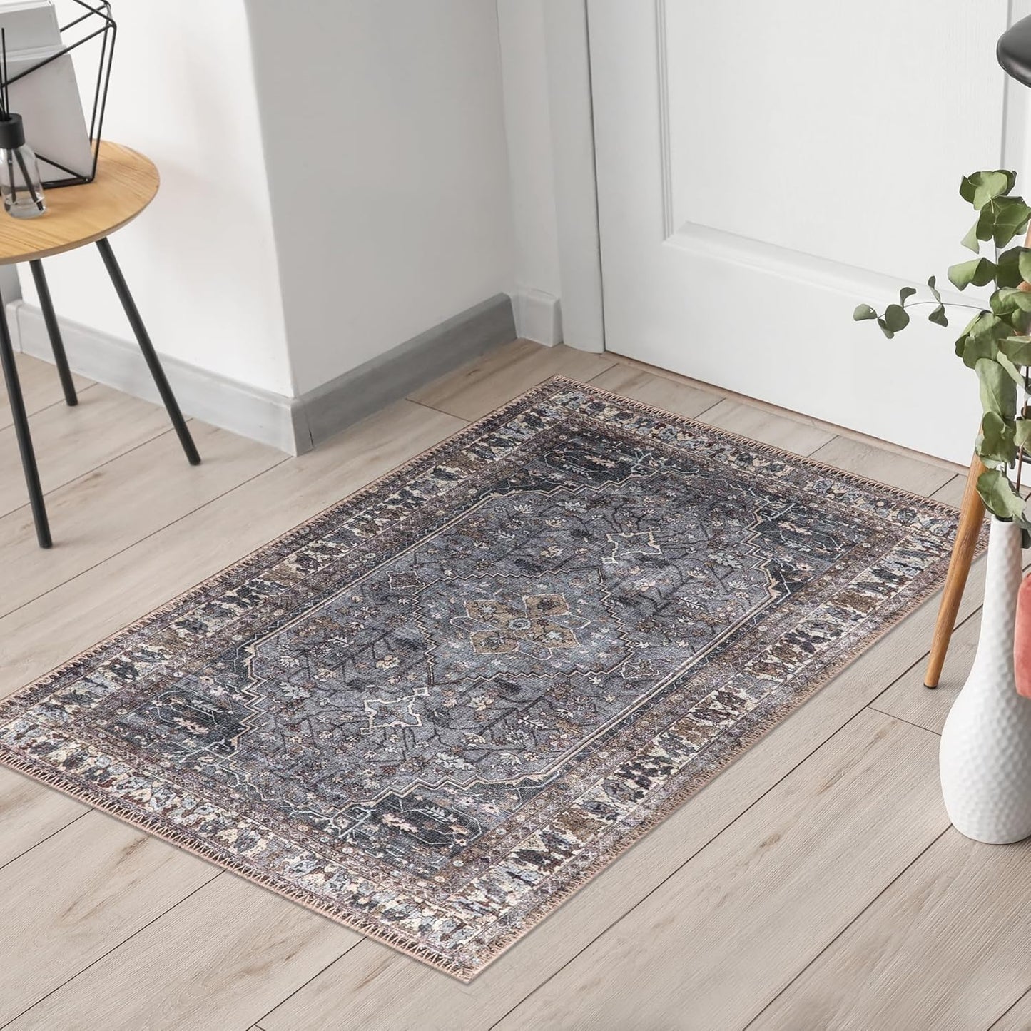 Keen Home Design 2x3 Rug - Machine Washable Entry Rug with Non-Slip Backing, Ideal for Enteryway, Kitchen, Bathroom, Laundry Room - Vintage, Easy Clean, Durable, Low Pile Rug - (2' x 3')