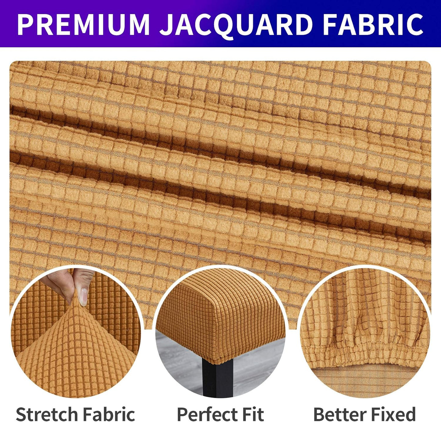 Howhic Stretch Chair Covers for Dining Room Set of 6, Removable Washable Dining Room Chair Covers, Dining Chair Slipcovers Seat Protector, Great Home Decor and Banquet Upholstery (Gold, 6 Pack)