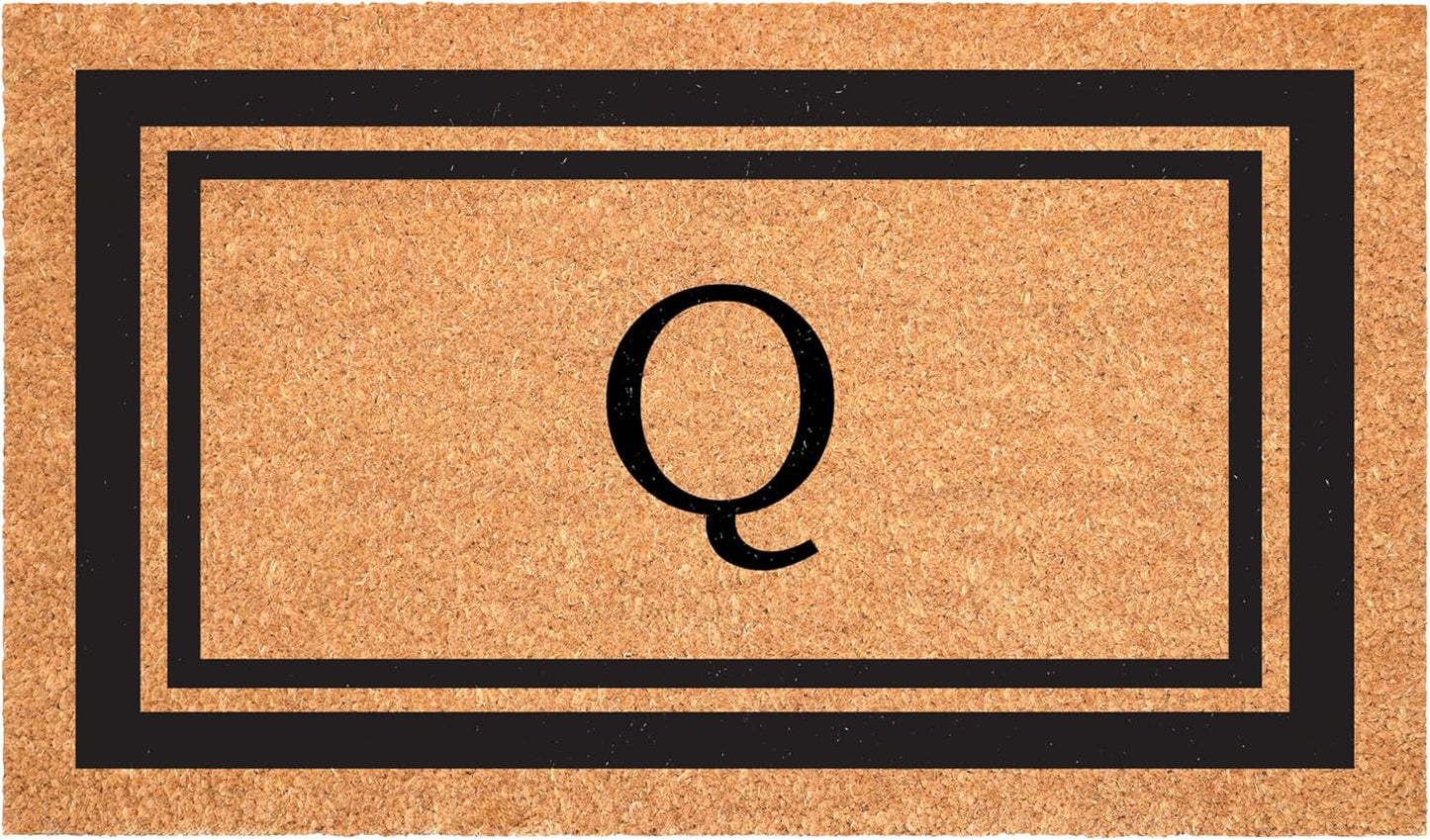 Calloway Mills 152962448 Black Border 24" x 48" Monogram Doormat (Letter Q)