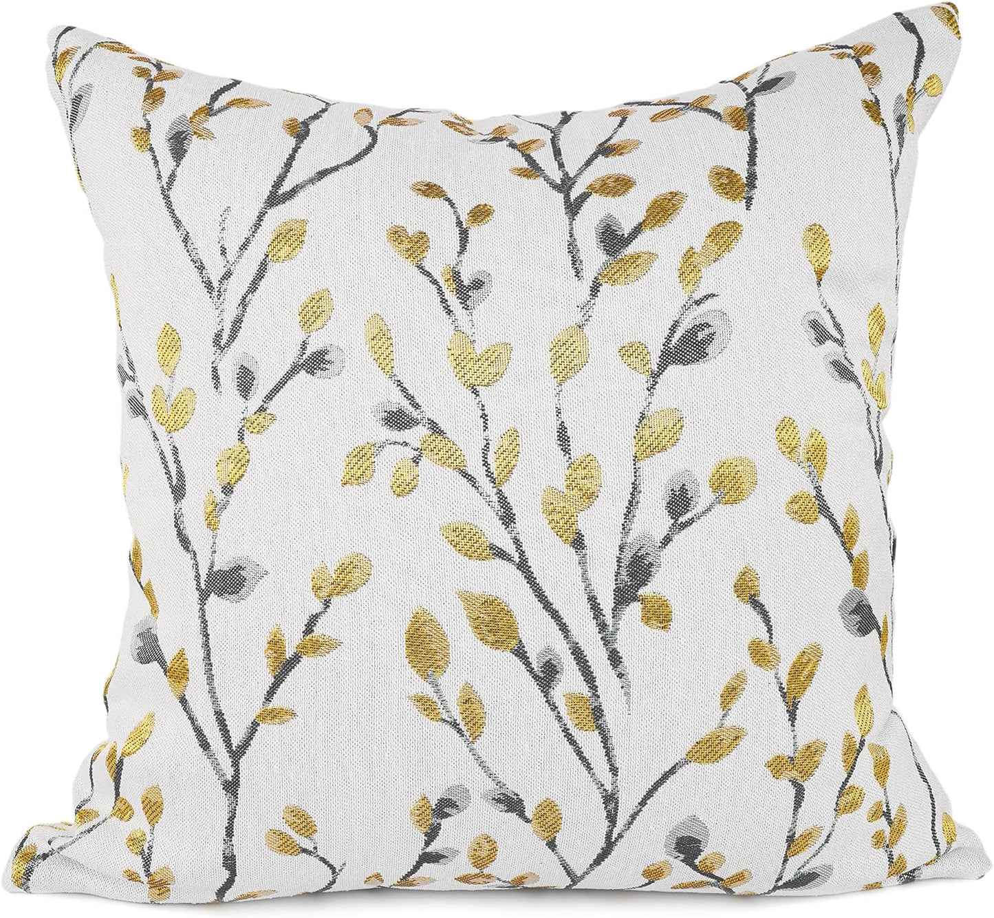 YOUR SMILE Classical Embroidery Jacquard Yellow/Gold Square Decorative Throw Pillow Case Cushion Cover 18x18 inch
