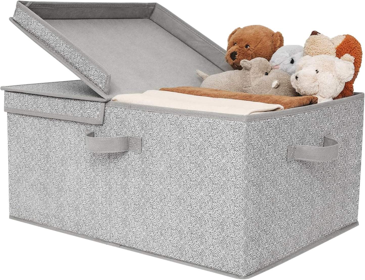 GRANNY SAYS Fabric Storage Bin with Lid, Decorative Storage Box, Extra Large Storage Baskets, Closet Organizer, Gray, 1-Pack