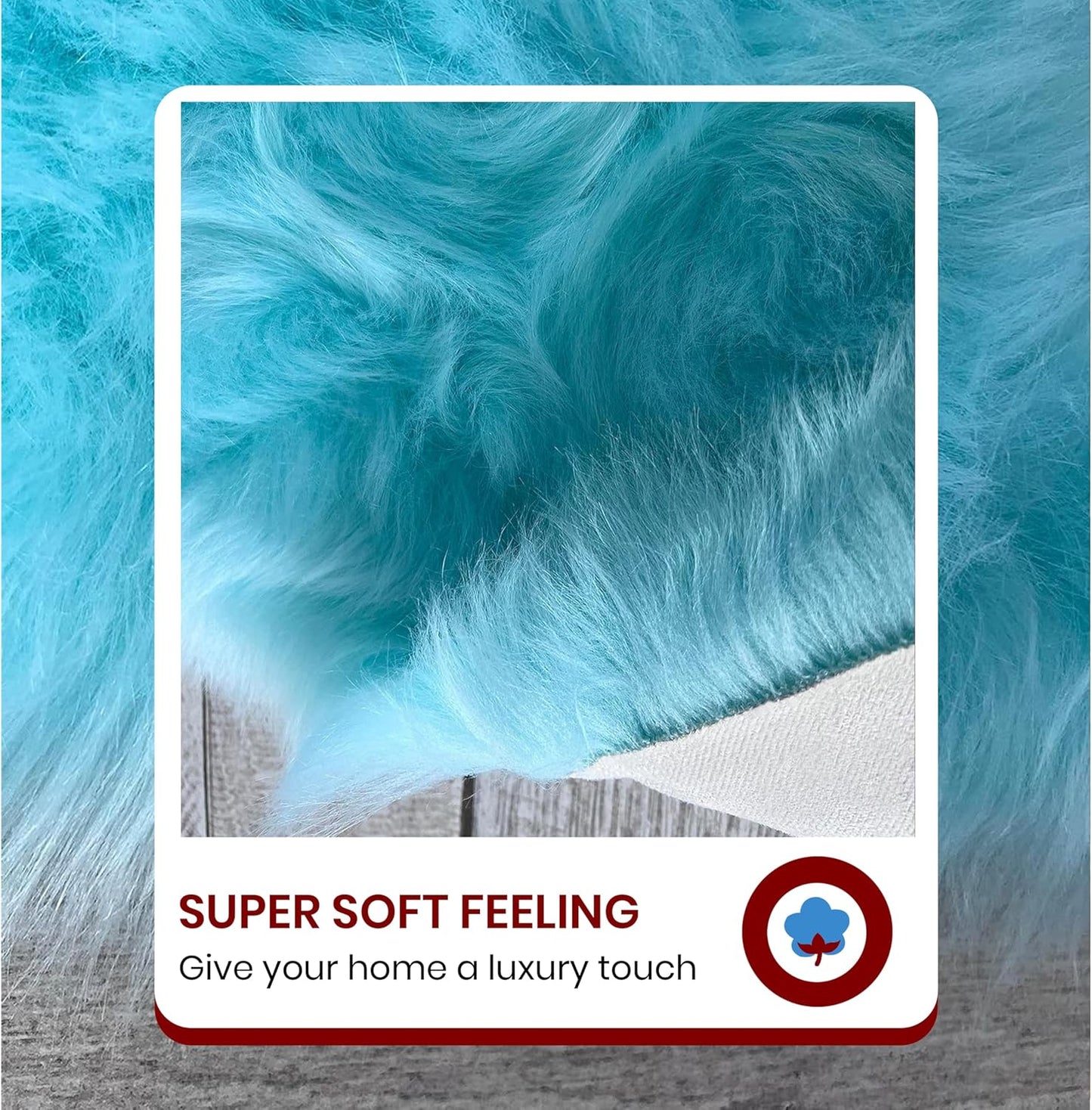 LAMBZY Faux Sheepskin Super Soft Hypoallergenic Free Shape Silky Shag Rug, Luxury Shaggy Plush Carpet for Bedrooms Living Kids Room Sofa Rugs (Blue, Decto 10 Pelts 6'x10')