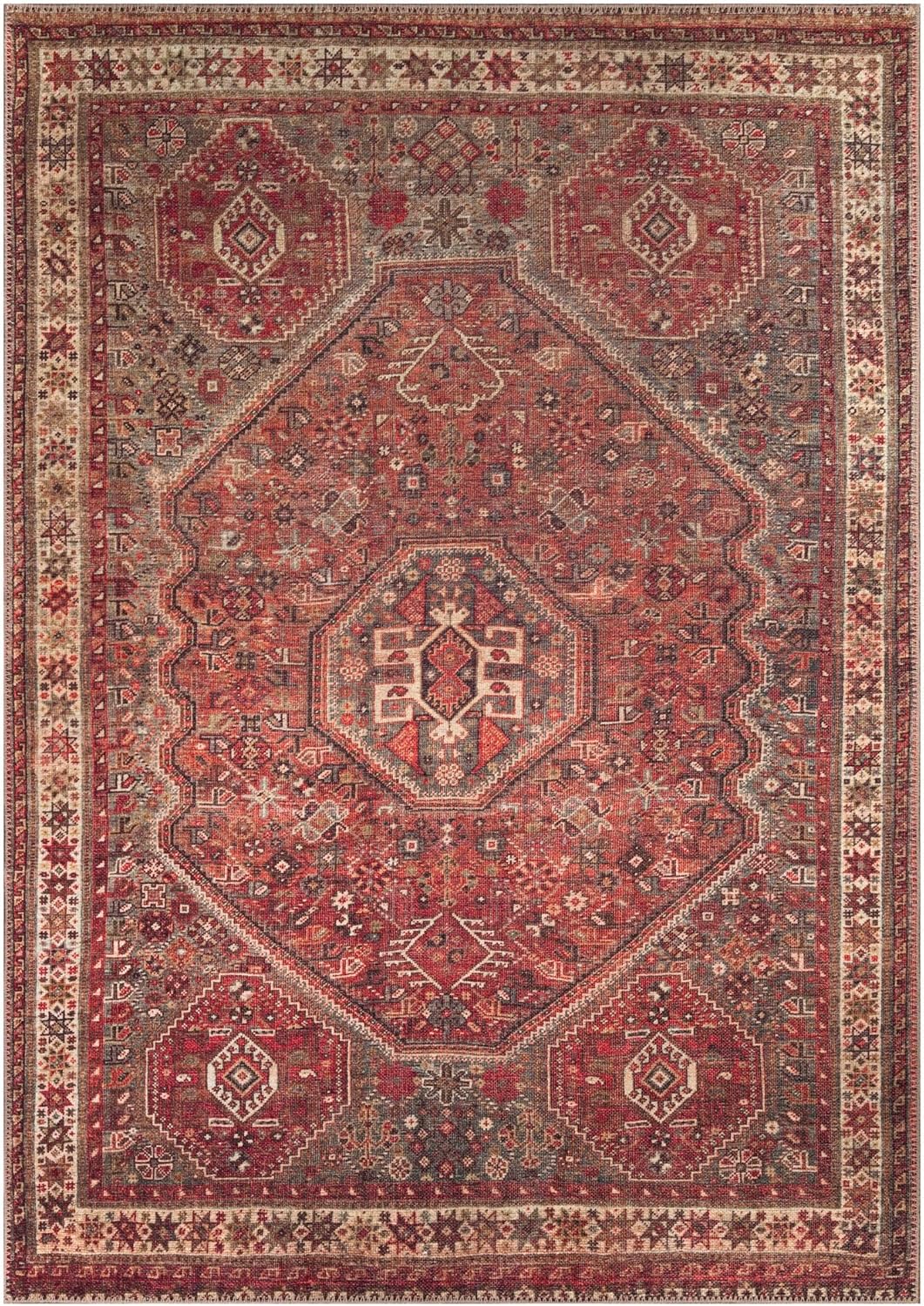 Keen Home Design 9x12 Rug - Machine Washable Area Rug with Non-Slip Backing, Ideal for Living Room, Dining Room, Bedroom - Vintage, Easy Clean, Durable, Low Pile Rug - (9' x 12')