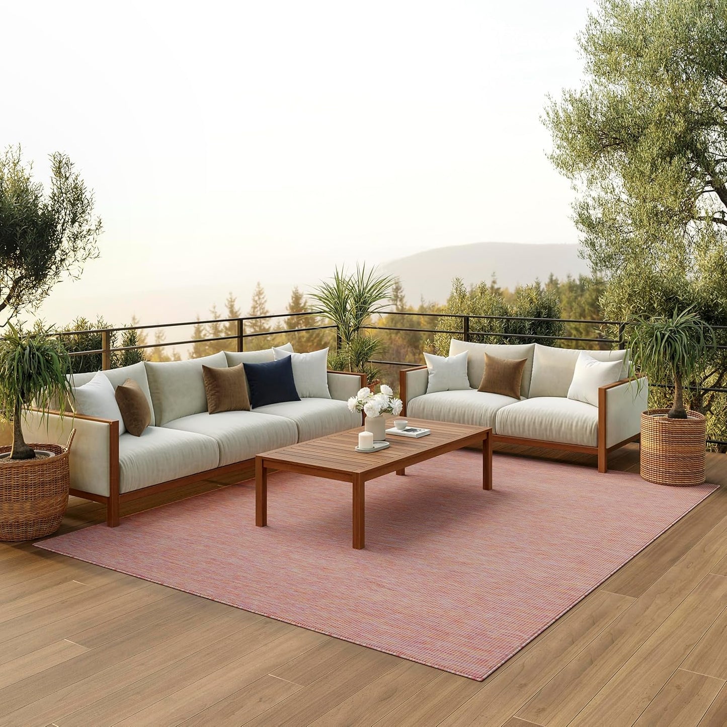 Nourison Home Positano Indoor/Outdoor Rainbow 9' x 12' Area Rug, Easy Cleaning, Non Shedding, Bed Room, Living Room, Dining Room, Backyard, Deck, Patio (9x12)