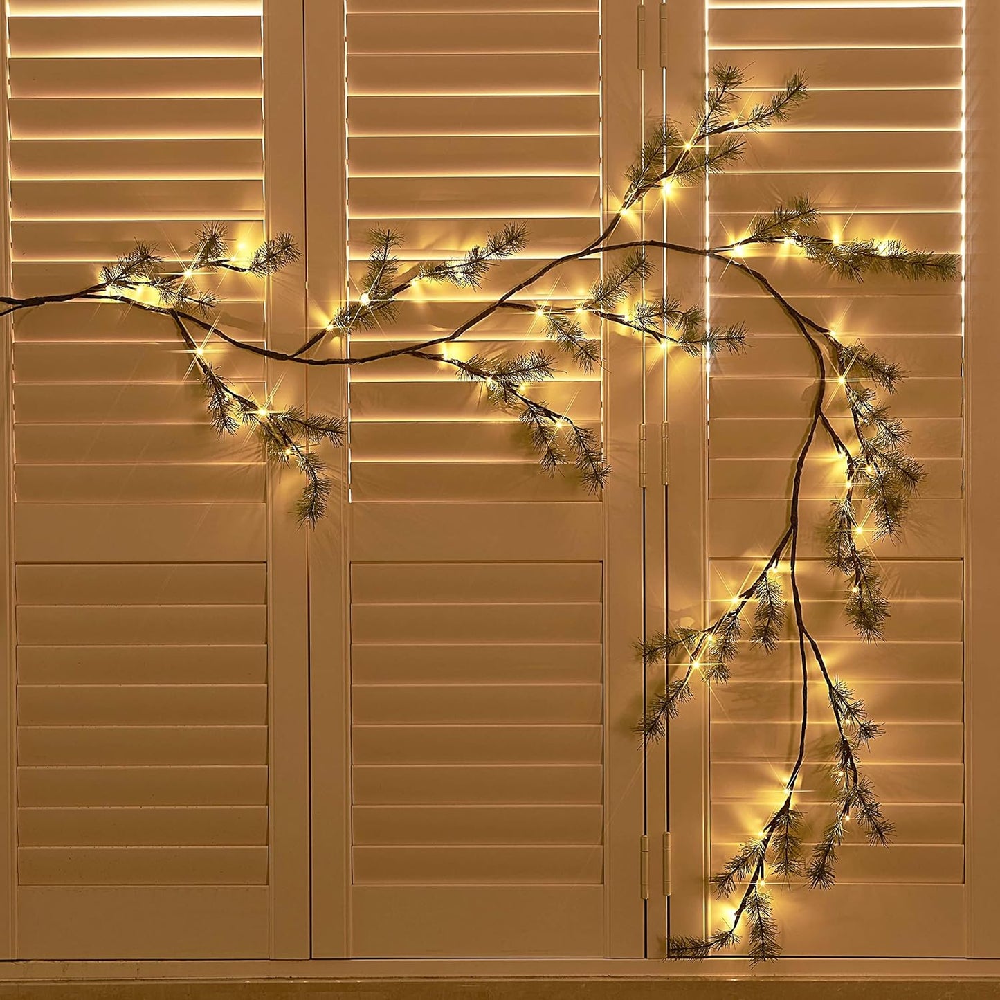 Birchlitland Lighted Pine Garland Battery Operated with Timer 6FT 48 LED Fairy Lights, Christmas Garland with Lights Wall Patio Wedding and Holiday Decor